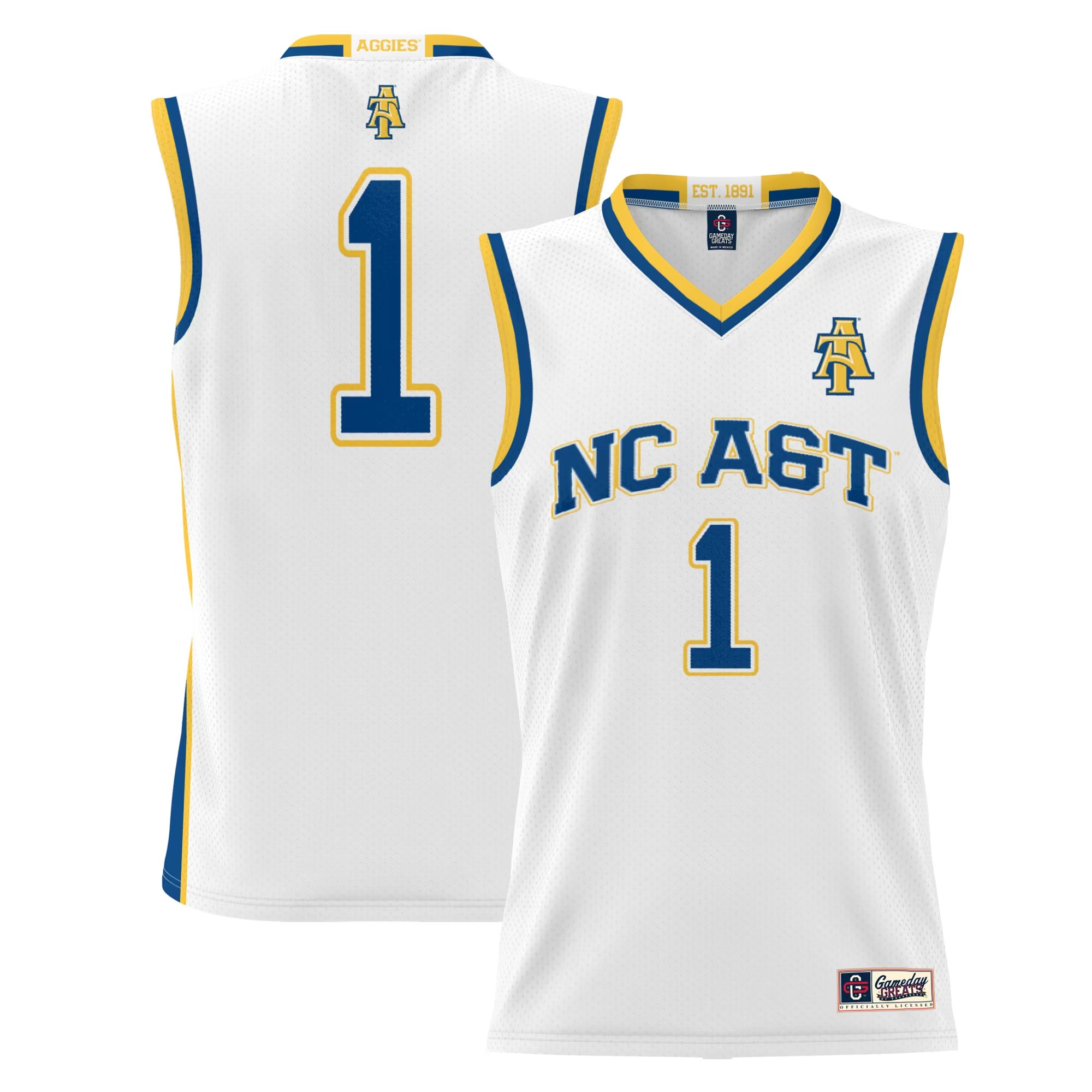 Hunk Wear - #1 North Carolina A&T Aggies GameDay Greats Youth Lightweight Basketball Jersey - White