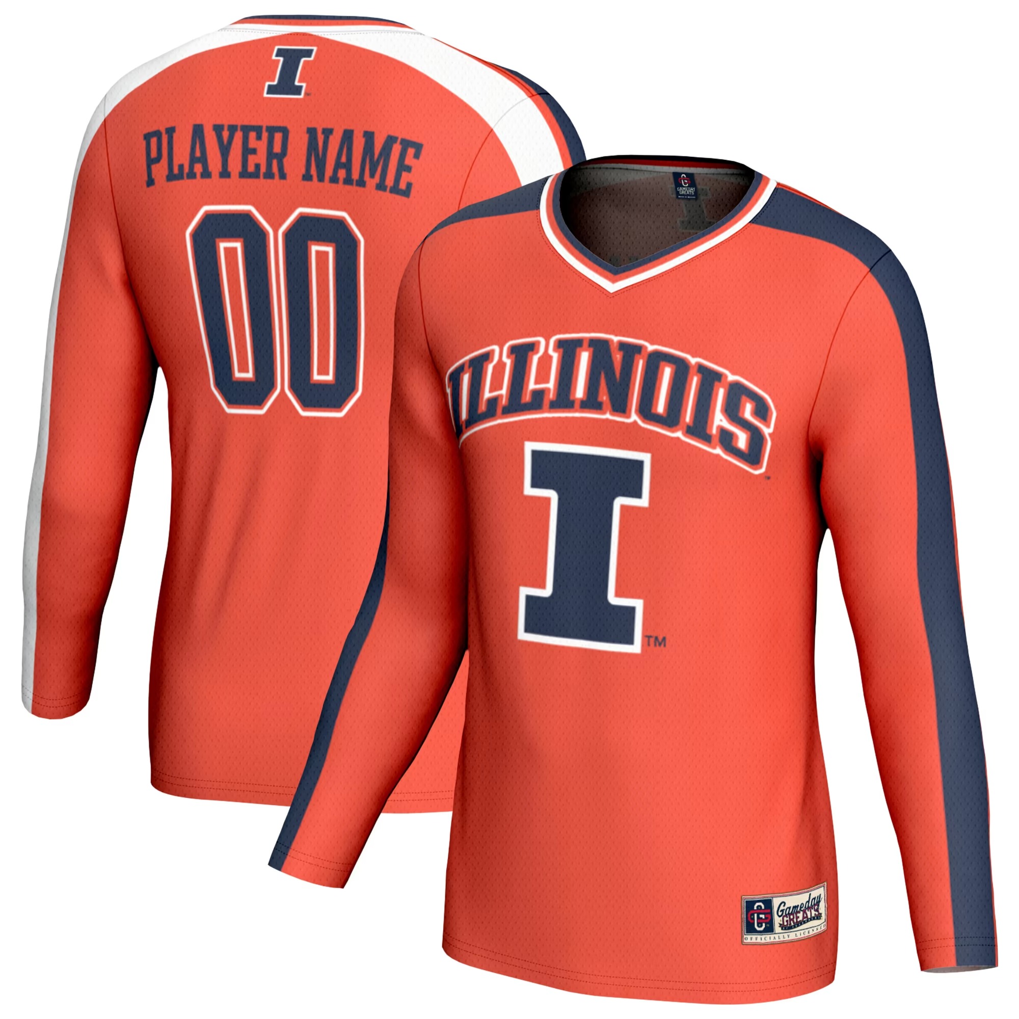 Hunk Wear - Illinois Fighting Illini GameDay Greats Unisex NIL Pick-A-Player Lightweight Collegiate Volleyball Fashion Jersey - Orange