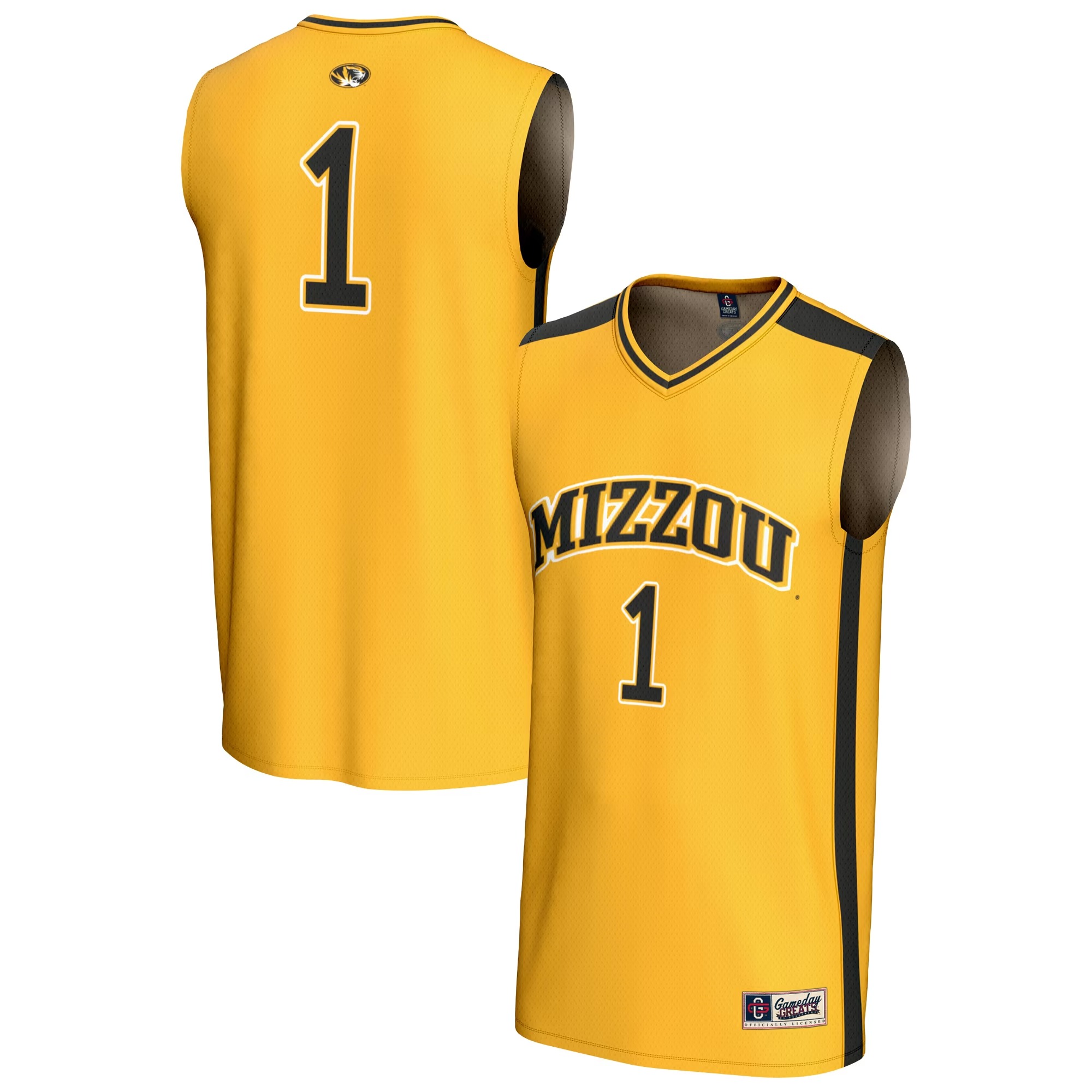 Hunk Wear - #1 Missouri Tigers GameDay Greats Unisex Lightweight Collegiate Basketball Fashion Jersey - Gold