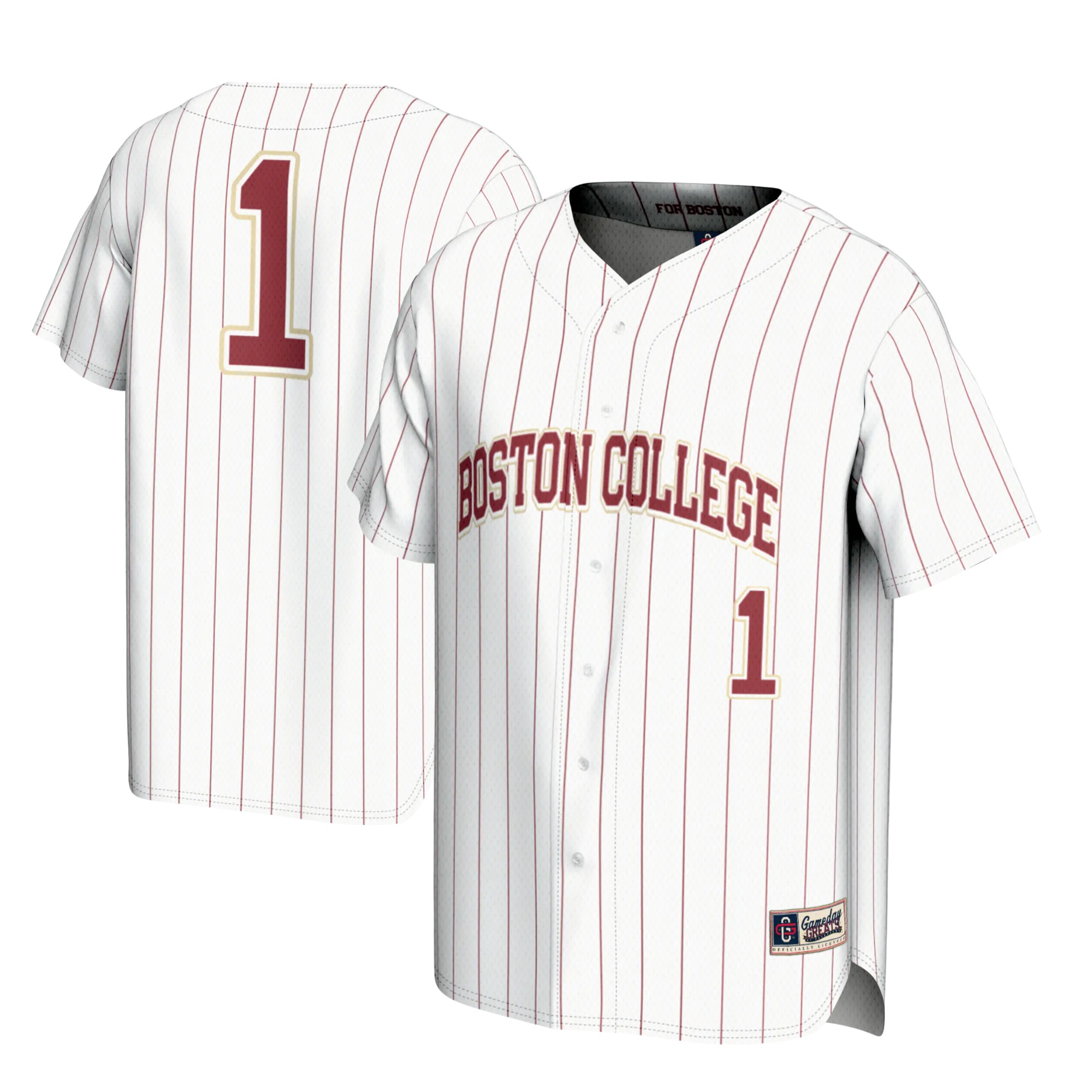 Hunk Wear - #1 Boston College Eagles GameDay Greats Youth Lightweight Baseball Fashion Jersey - White