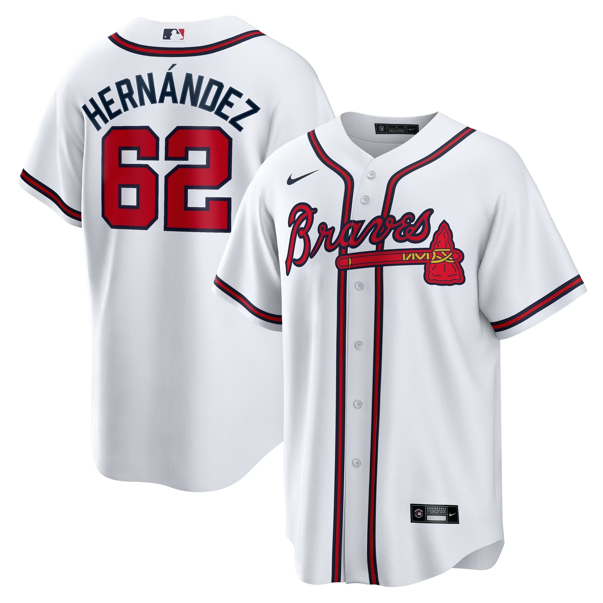 Hunk Wear - Daysbel Hernandez Atlanta Braves Nike Home Replica Jersey - White