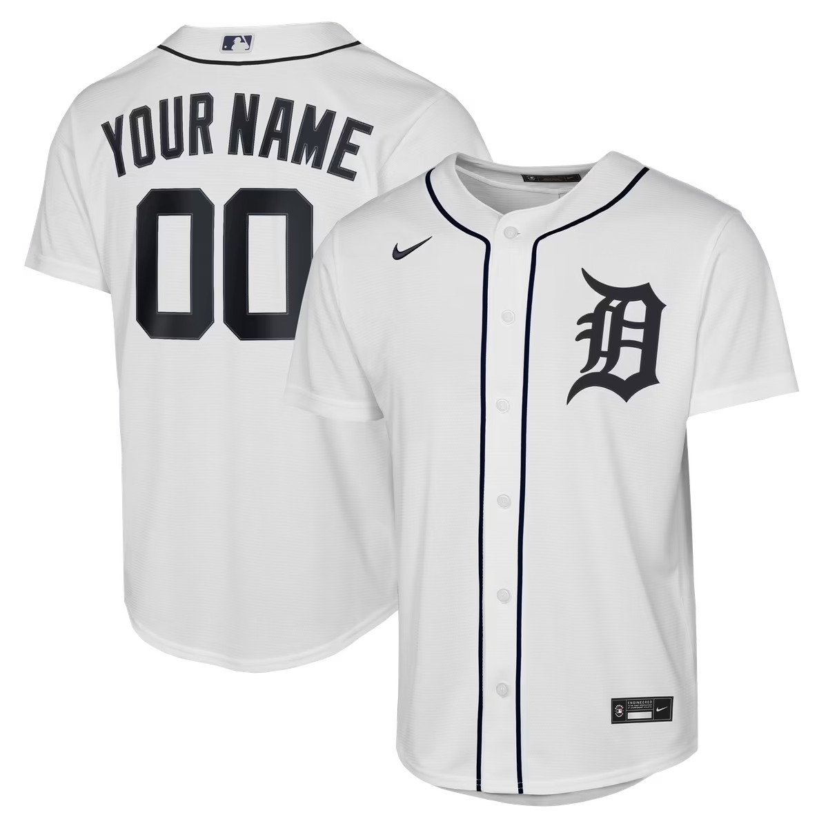 Hunk Wear - Detroit Tigers Nike Youth Home Replica Custom Jersey - White