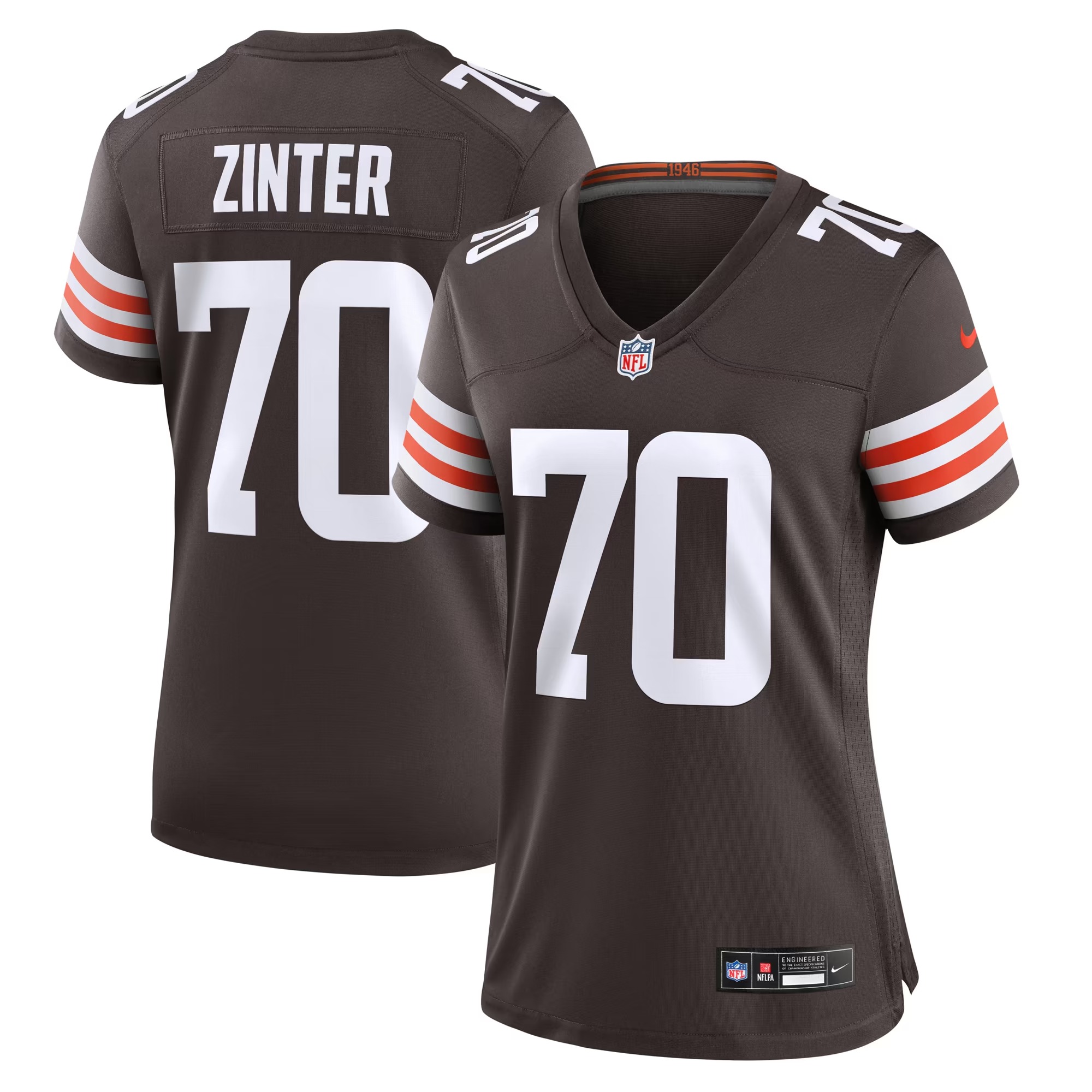 Hunk Wear - Zak Zinter Cleveland Browns Nike Women's Game Jersey - Brown