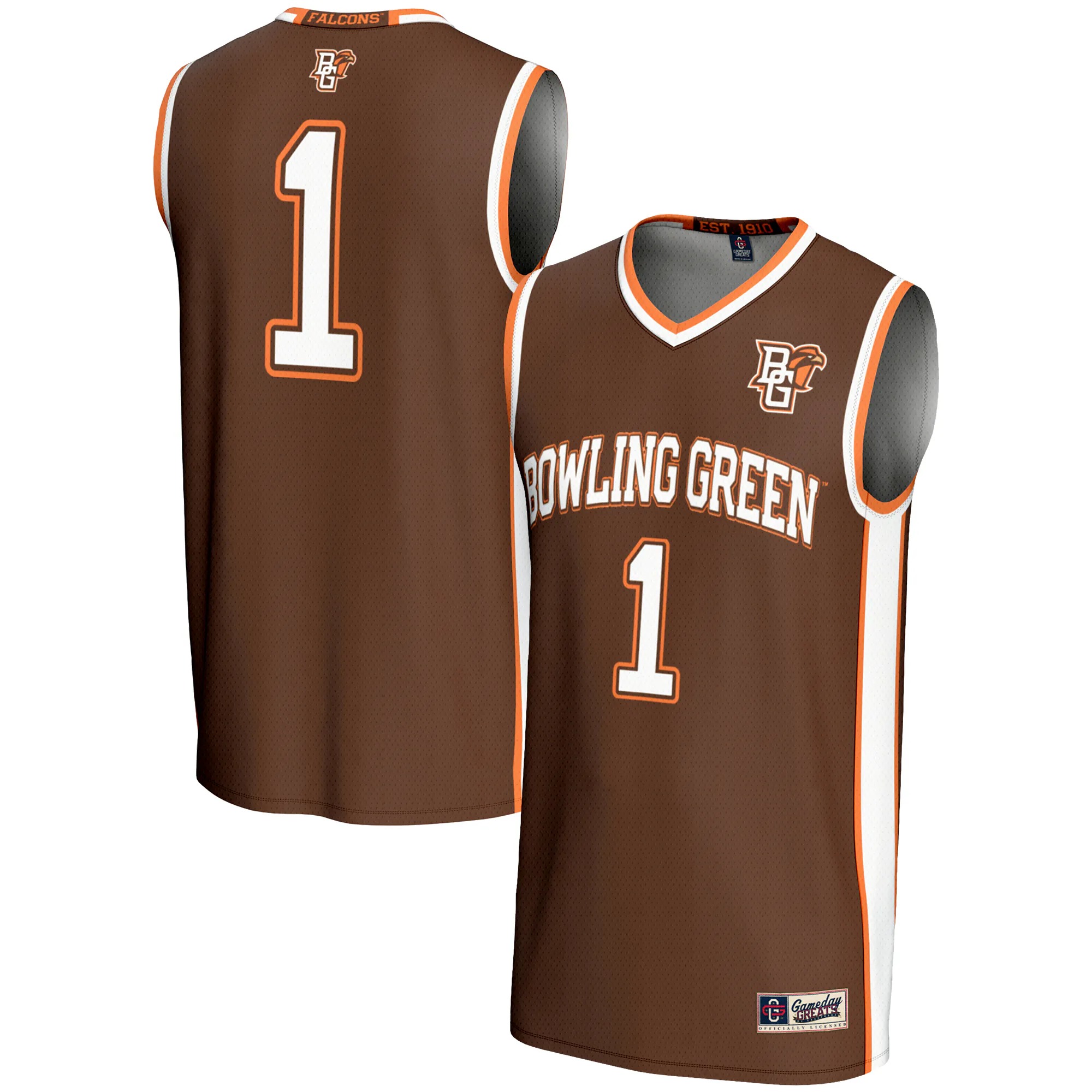 Hunk Wear - #1 Bowling Green St. Falcons GameDay Greats Youth Lightweight Basketball Jersey - Brown