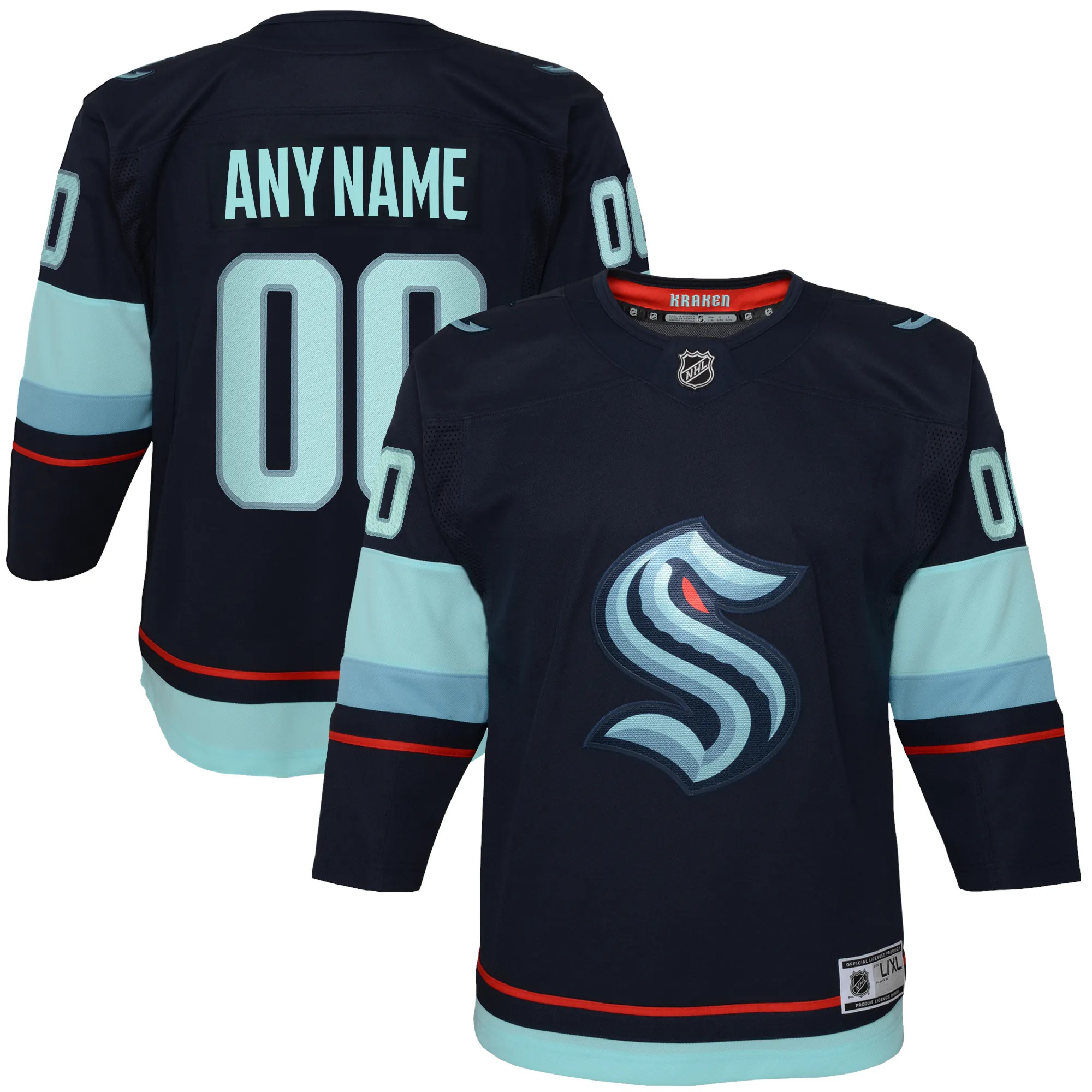 Hunk Wear - Seattle Kraken Youth Home Premier Custom Jersey - Navy