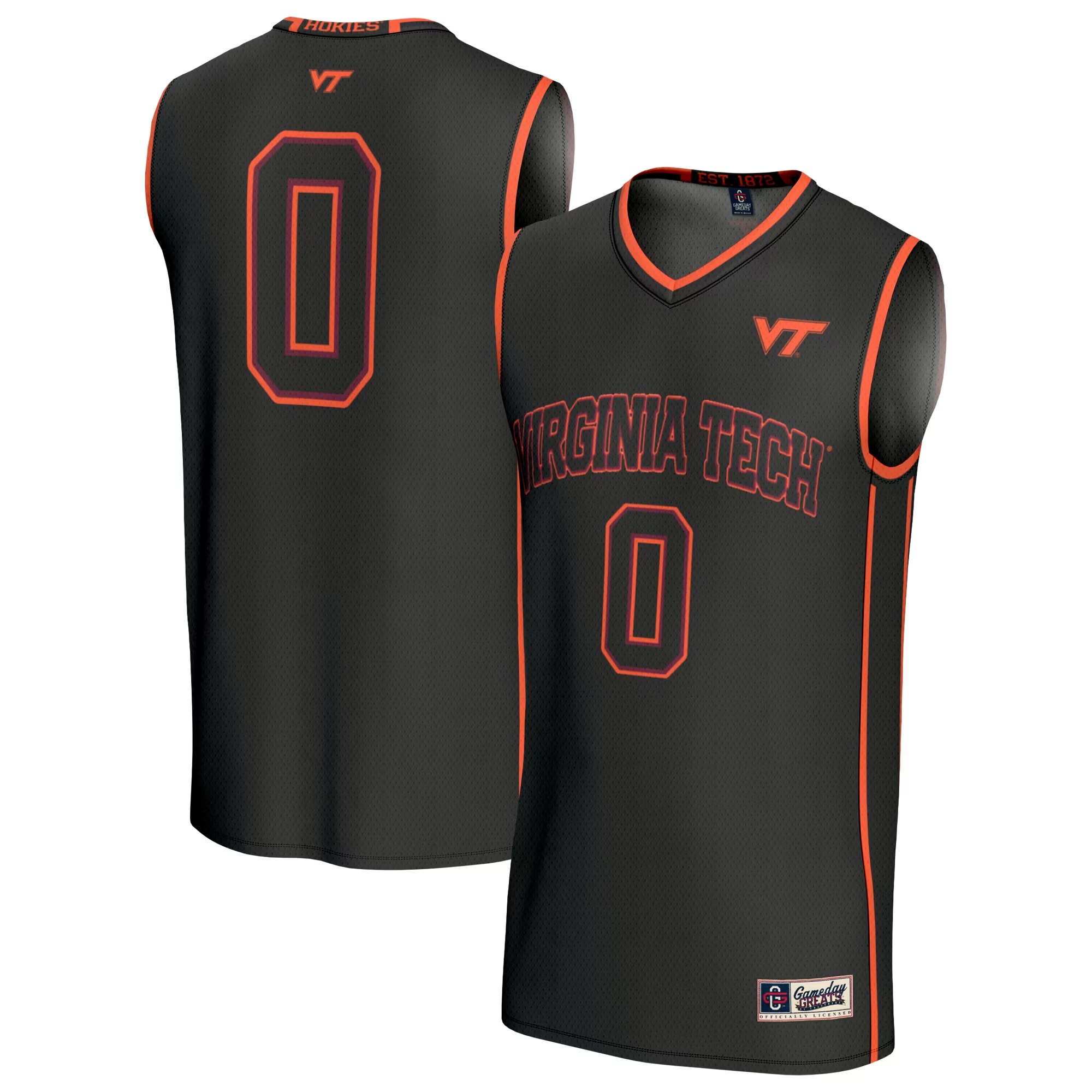 Hunk Wear - #0 Virginia Tech Hokies GameDay Greats Unisex Lightweight Collegiate Basketball Fashion Jersey - Black