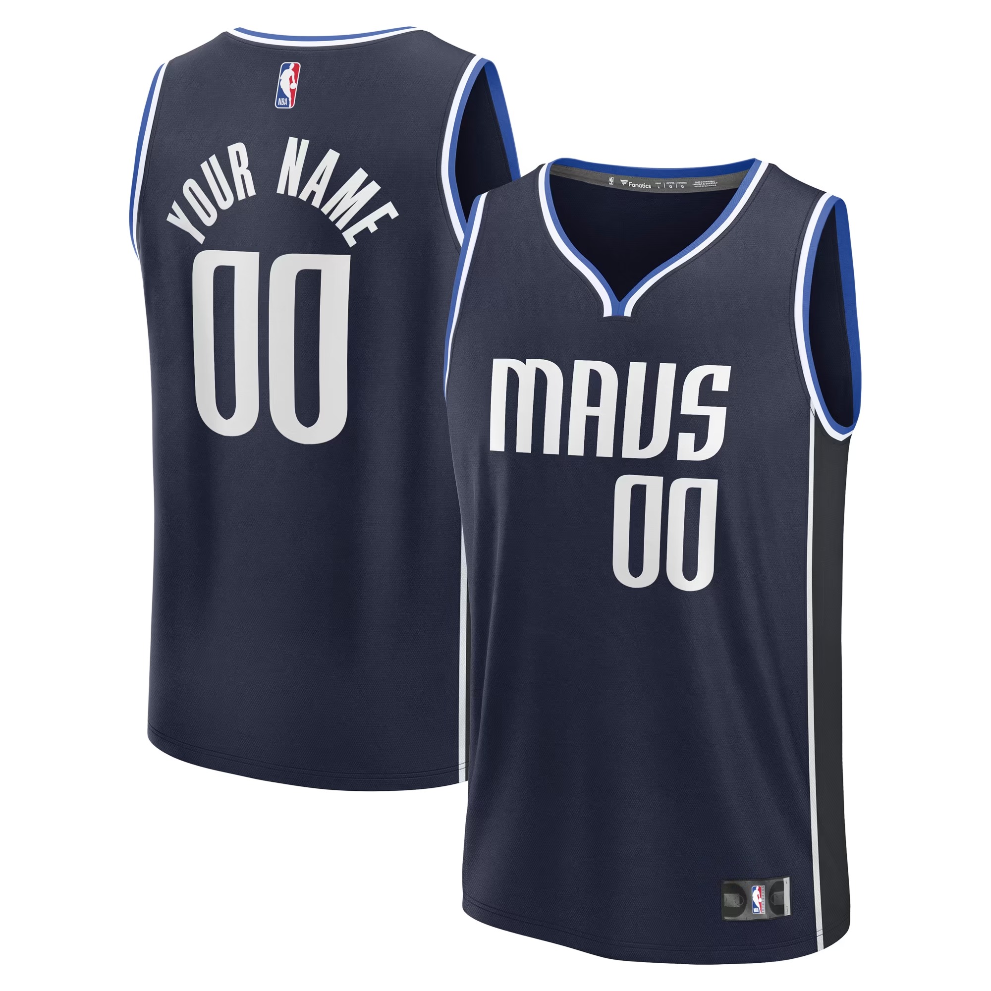 Hunk Wear - Dallas Mavericks Fanatics Fast Break Custom Jersey - Statement Edition - Navy