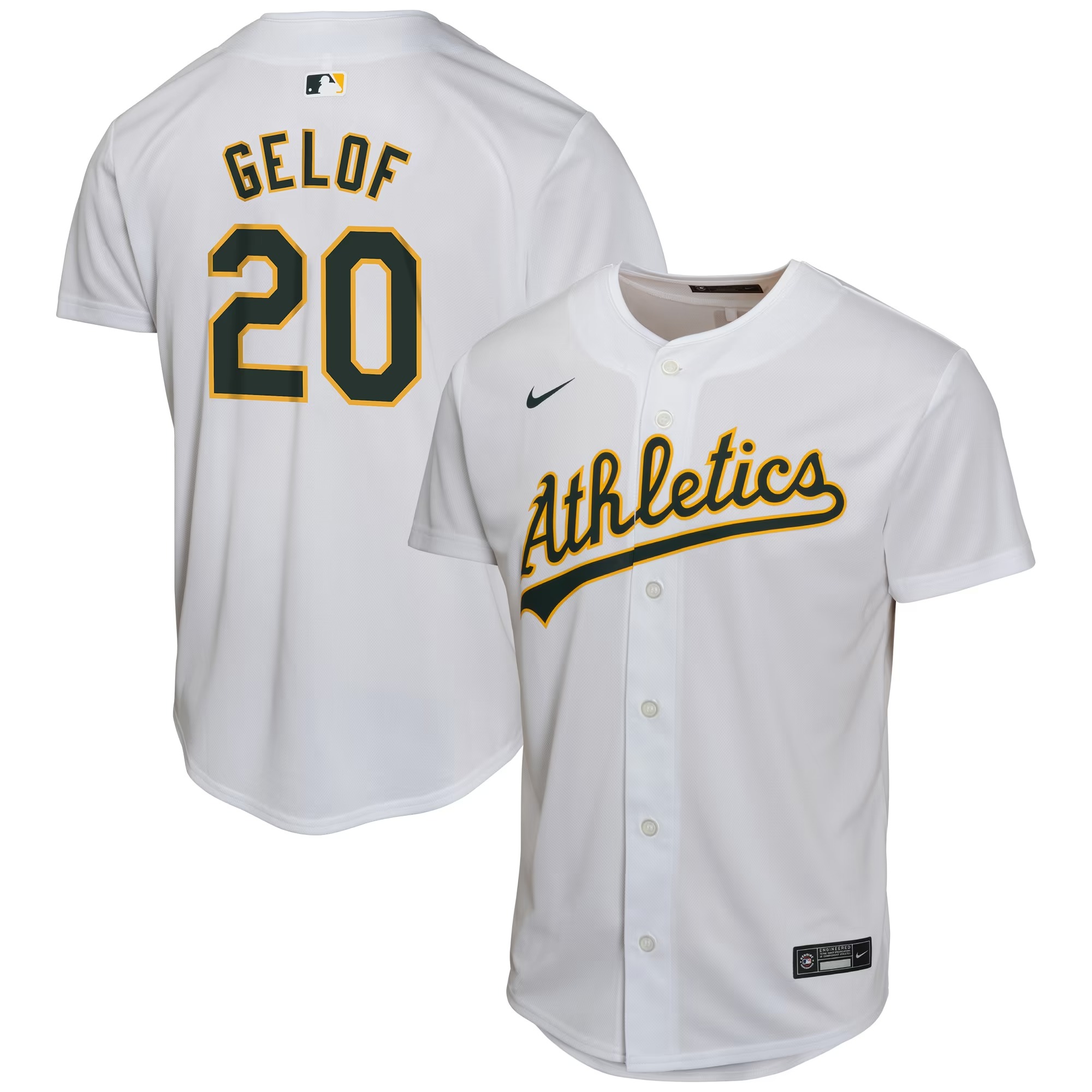 Hunk Wear - Zack Gelof Athletics Nike Youth Home Game Player Jersey - Gray