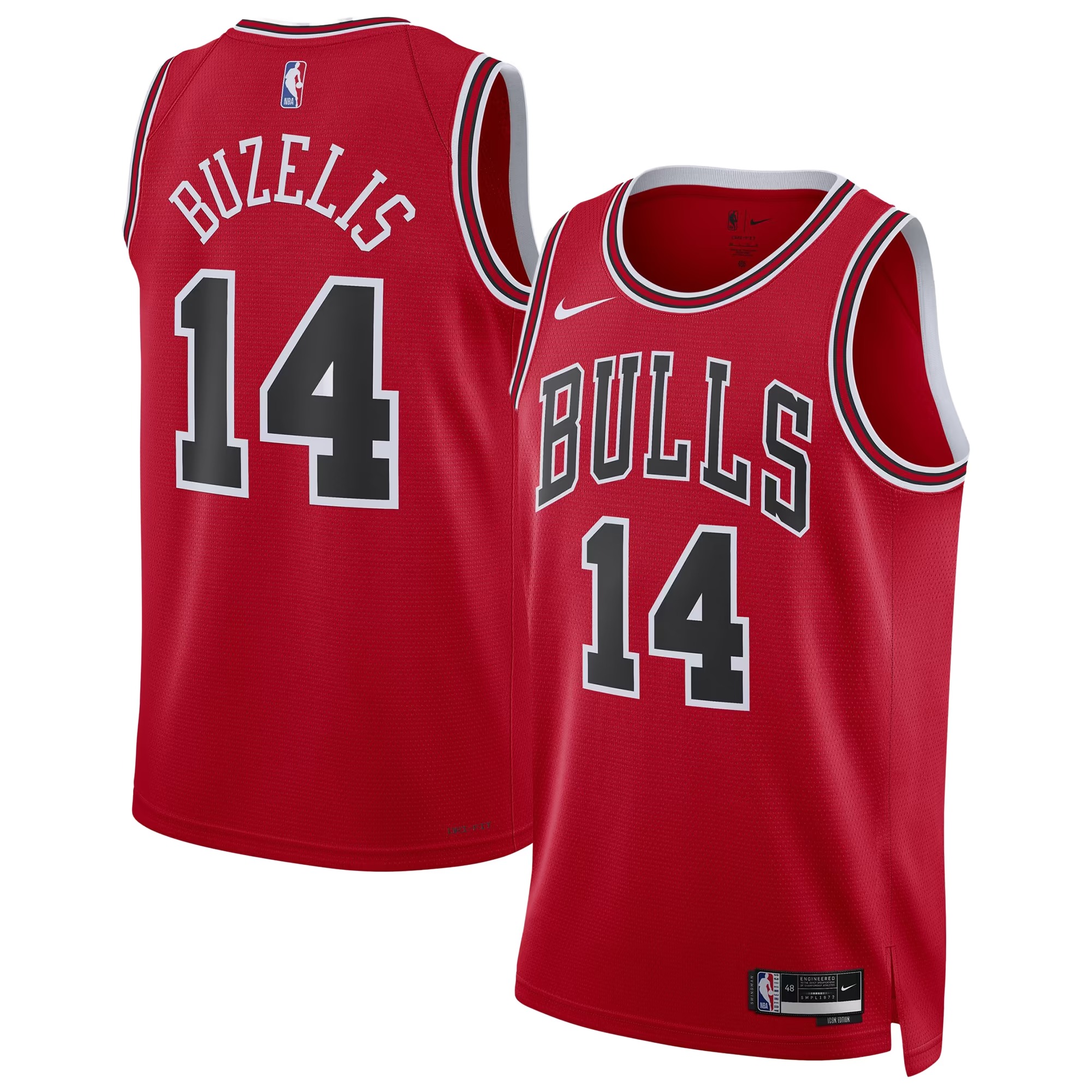 Hunk Wear - Matas Buzelis Chicago Bulls Nike Unisex Swingman Player Jersey - Icon Edition - Red