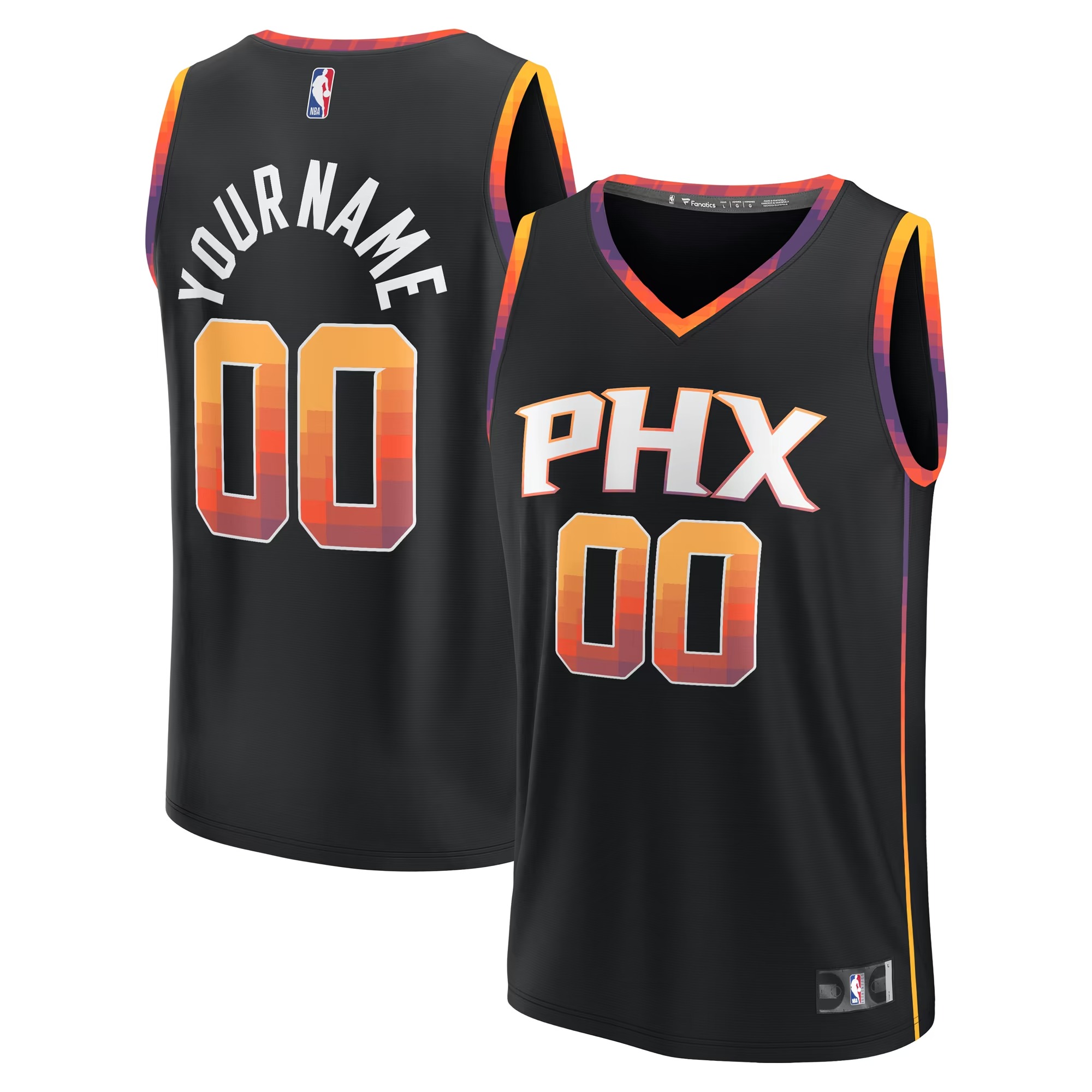 Hunk Wear - Phoenix Suns Fanatics Fast Break Custom Replica Jersey - Black - Statement Edition