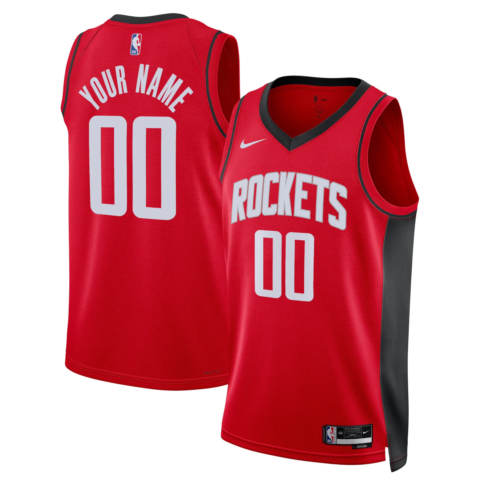 Hunk Wear - Houston Rockets Nike Unisex Swingman Custom Jersey Red - Icon Edition