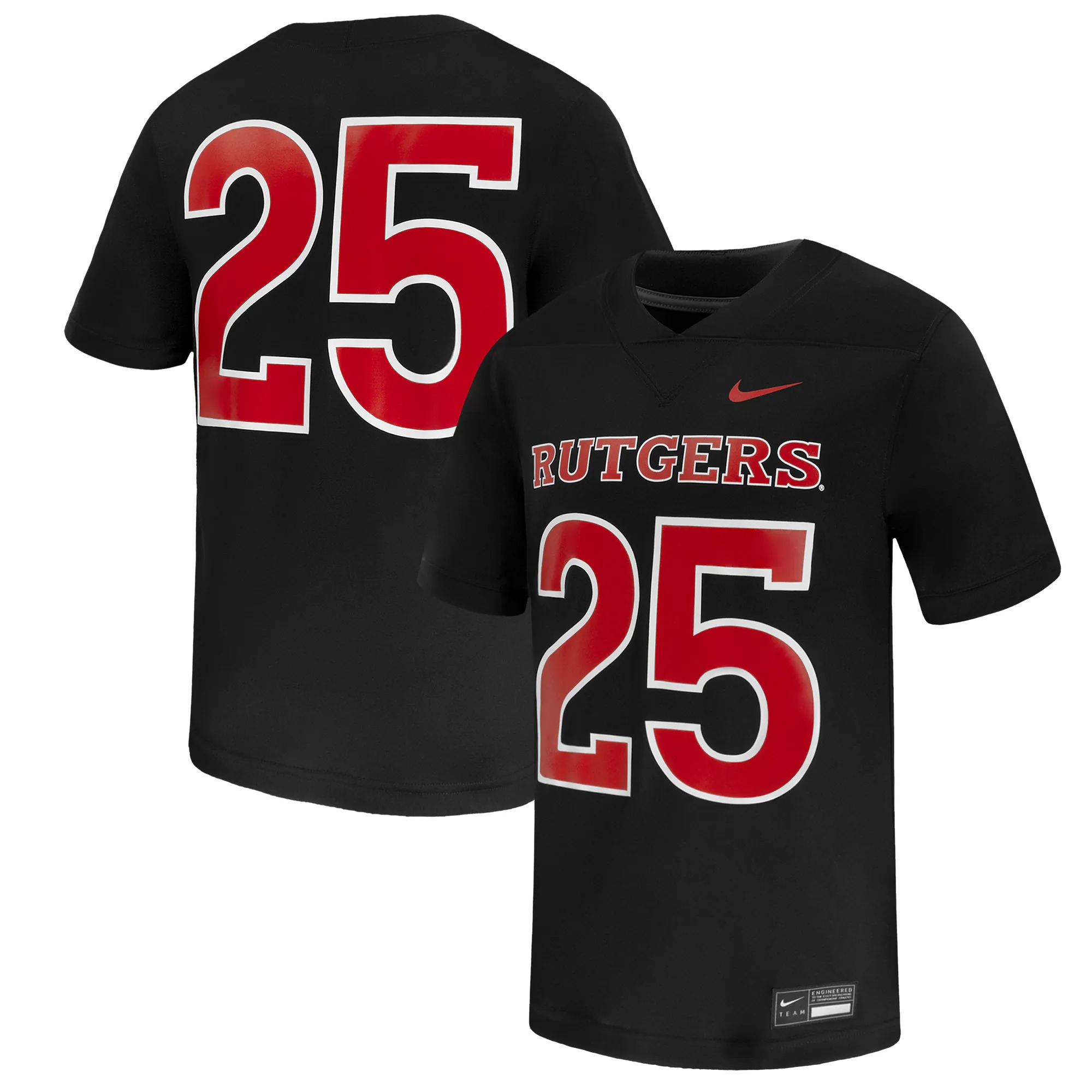 Hunk Wear - #25 Rutgers Scarlet Knights Nike Untouchable Replica Game Jersey - Black