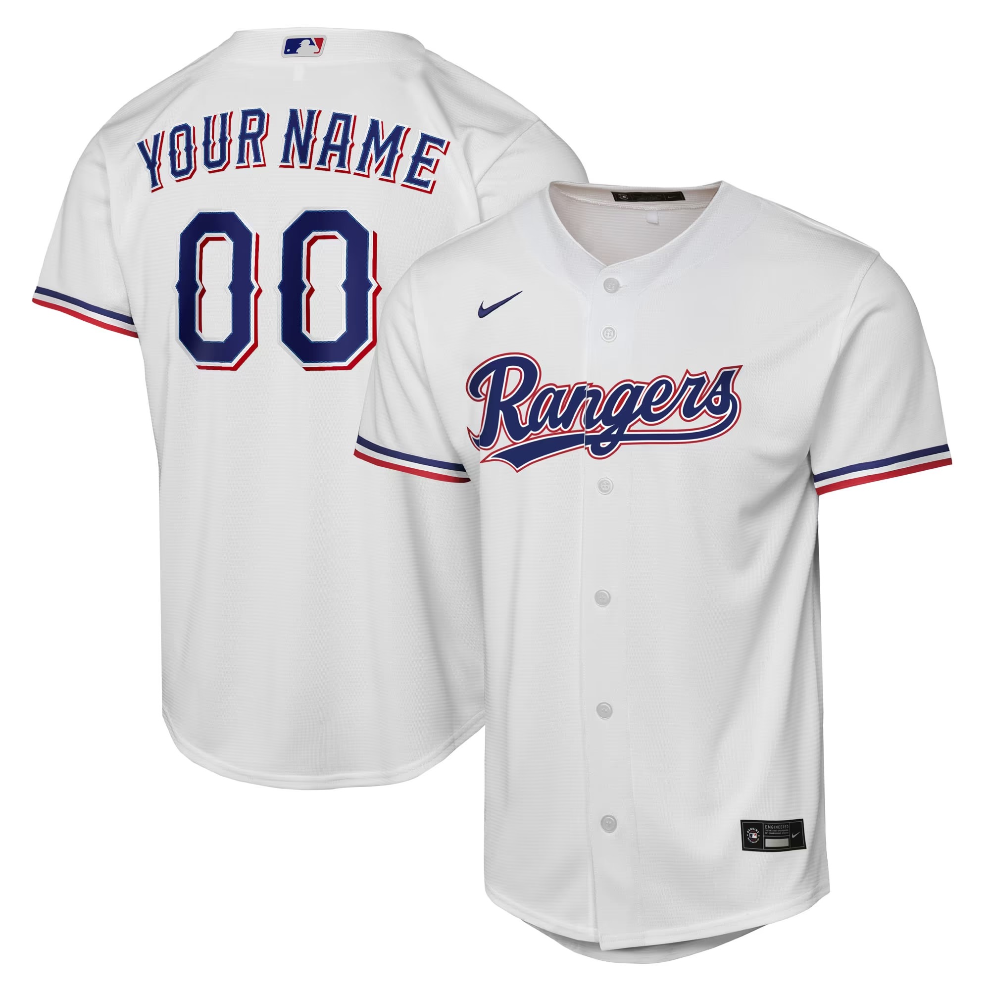 Hunk Wear - Texas Rangers Nike Youth Home Replica Custom Jersey - White