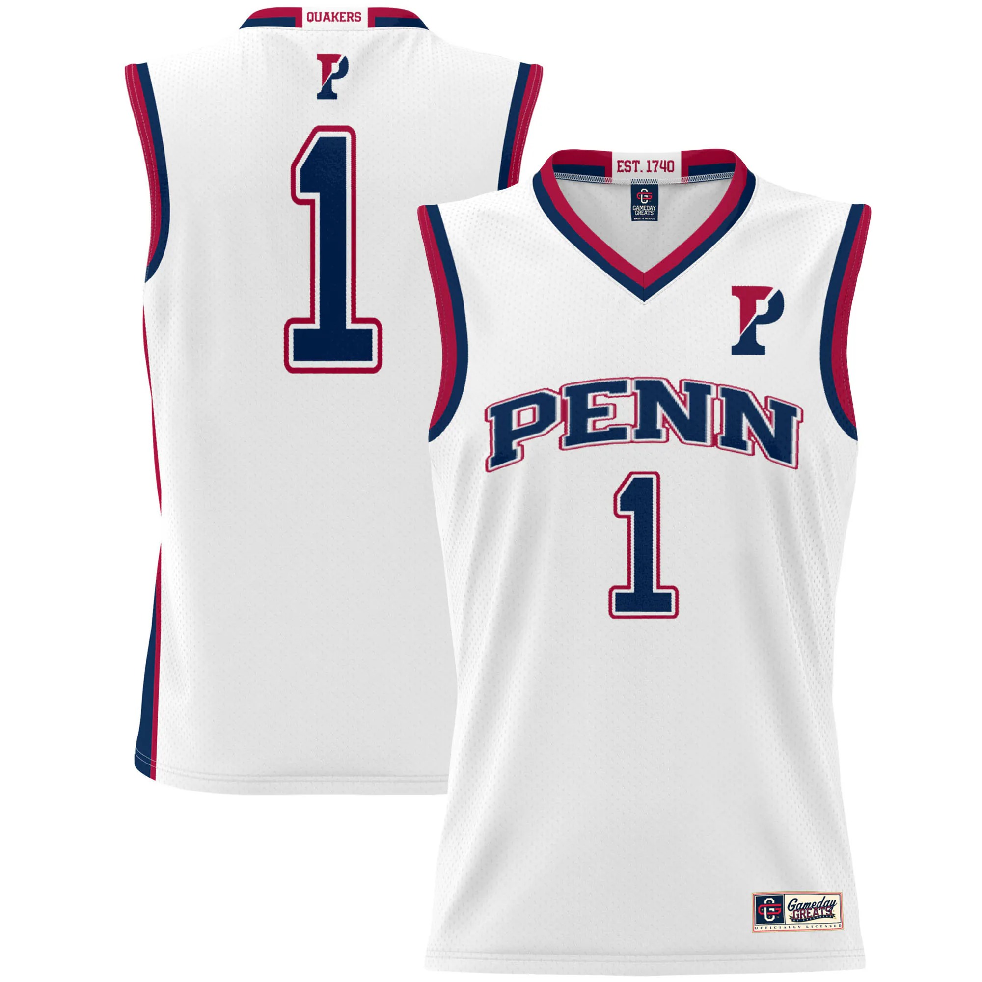 Hunk Wear - #1 Pennsylvania Quakers GameDay Greats Unisex Lightweight Basketball Jersey - White