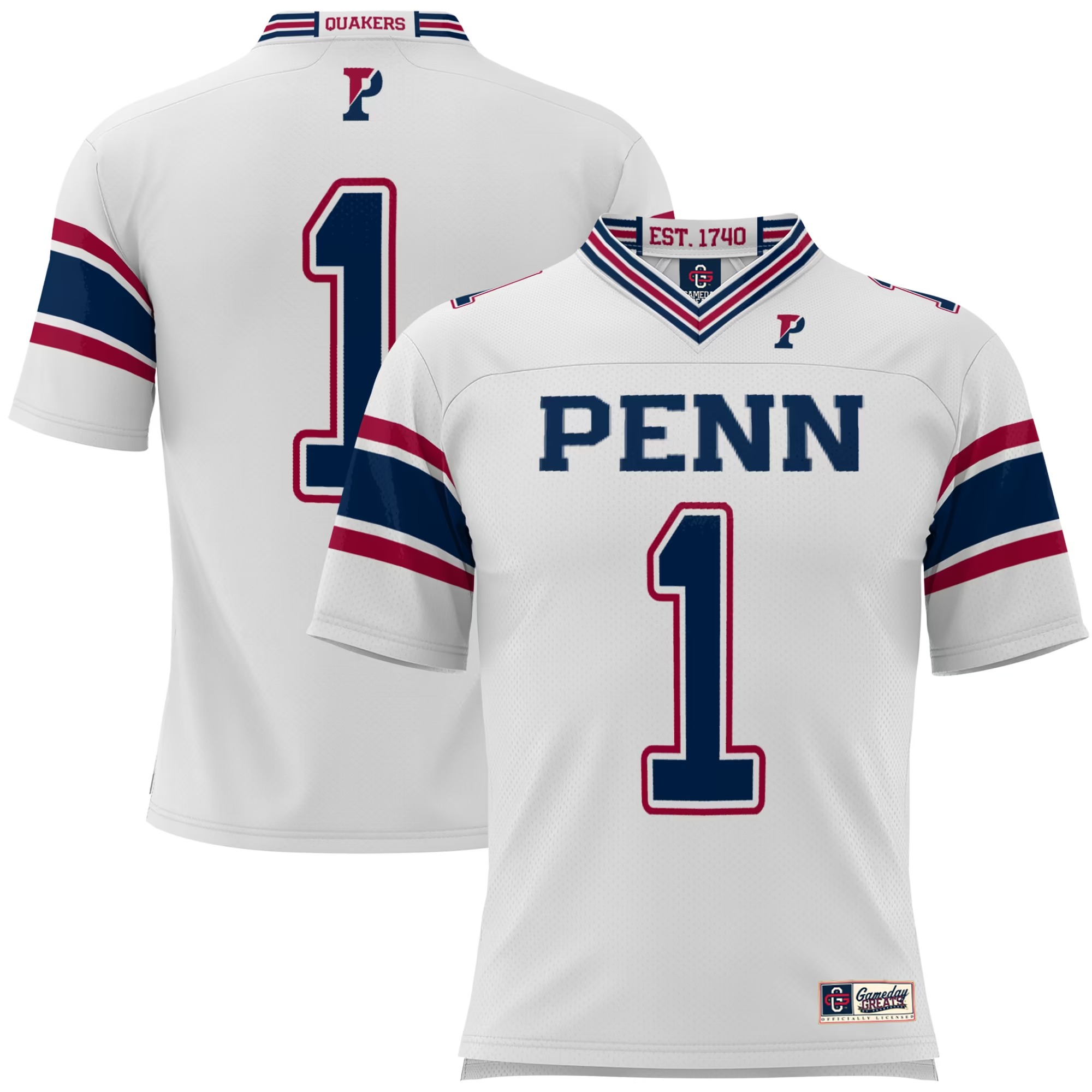 Hunk Wear - #1 Pennsylvania Quakers GameDay Greats Youth Football Jersey - White