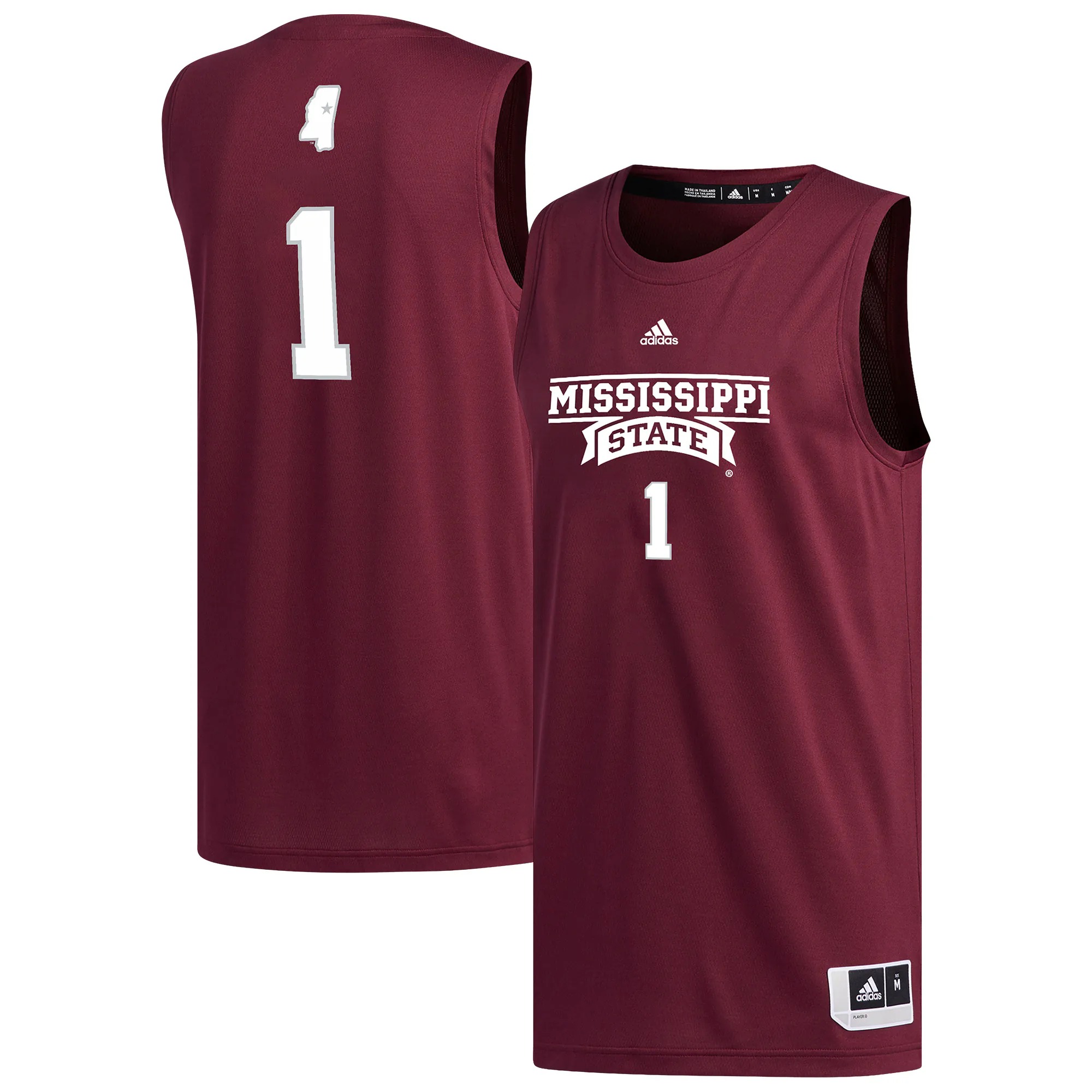 Hunk Wear - #1 Mississippi State Bulldogs adidas Replica Basketball Jersey - Maroon