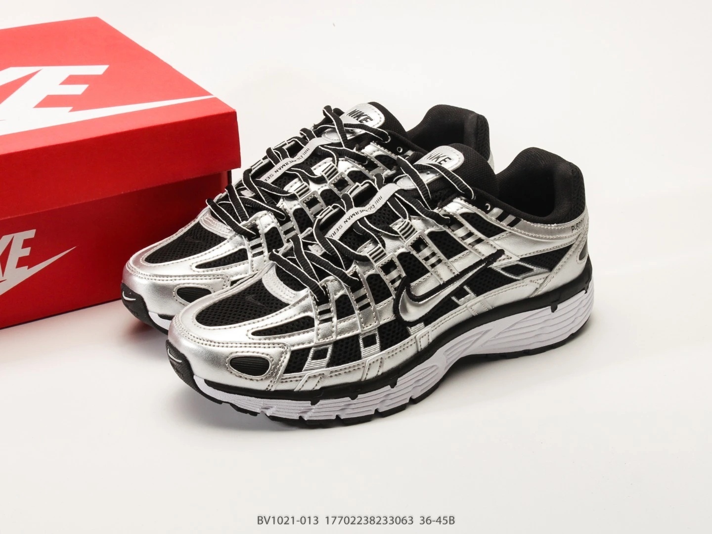 Nike P-6000 Silver Black Mesh Sneakers BV1021-013