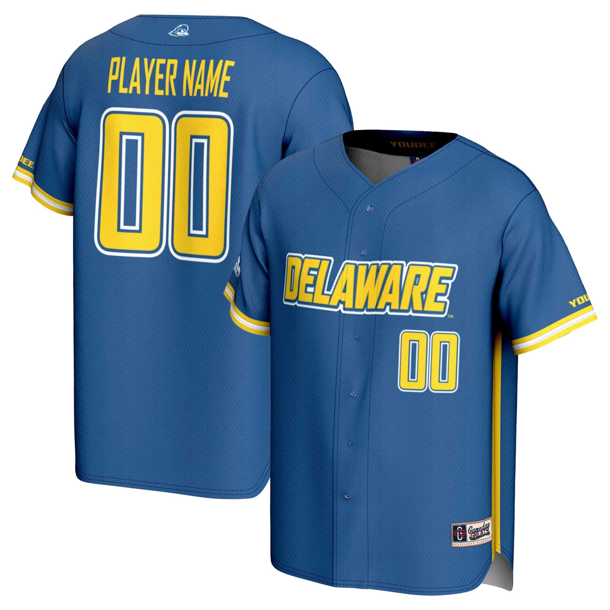 Hunk Wear - Delaware Fightin' Blue Hens GameDay Greats Youth NIL Pick-A-Player Baseball Lightweight Jersey - Royal