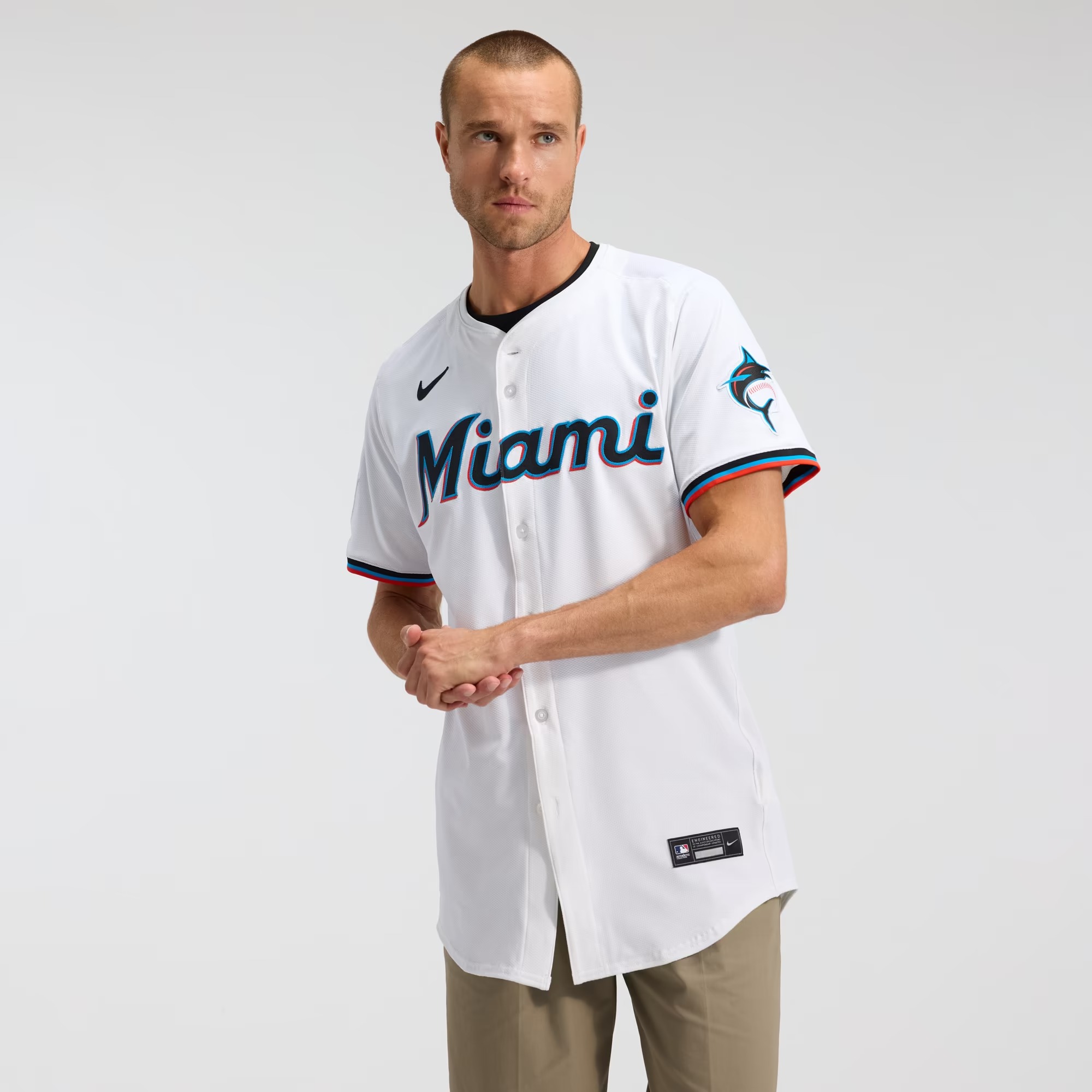 Hunk Wear - Miami Marlins Nike Home Elite Jersey - White