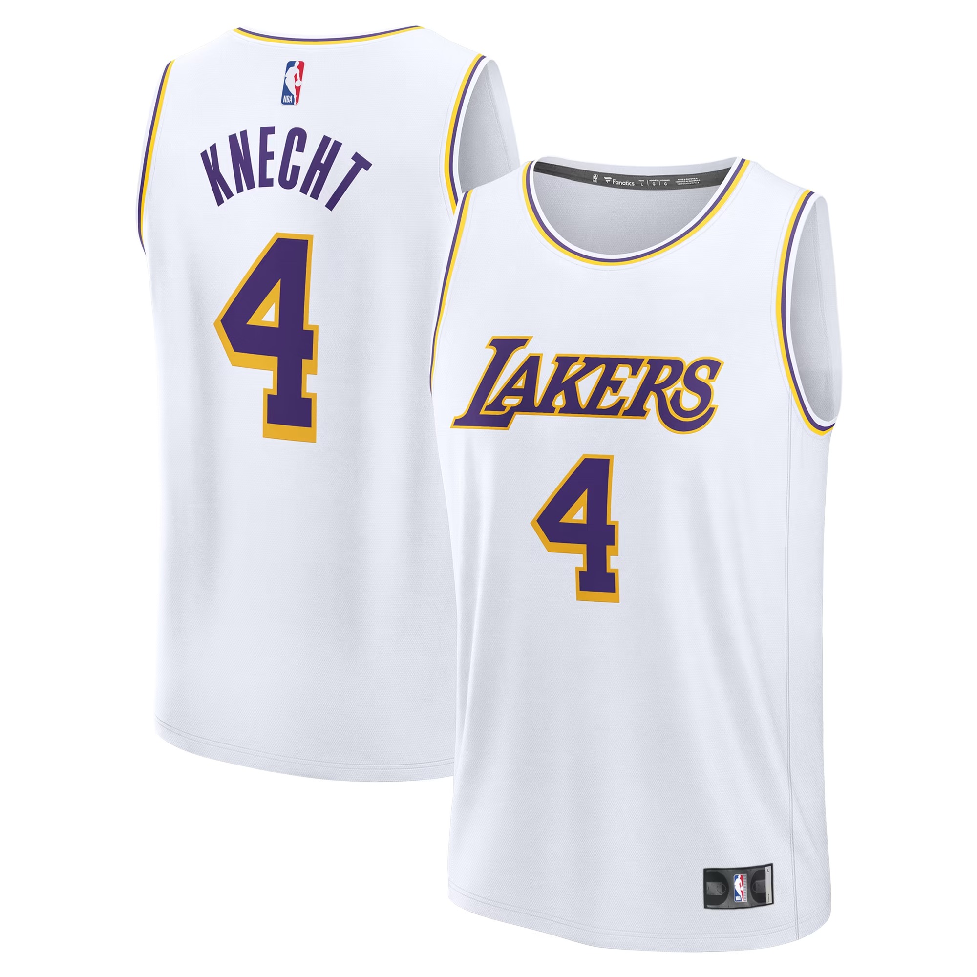 Hunk Wear - Dalton Knecht Los Angeles Lakers Fanatics Fast Break Replica Player Jersey - Association Edition - White