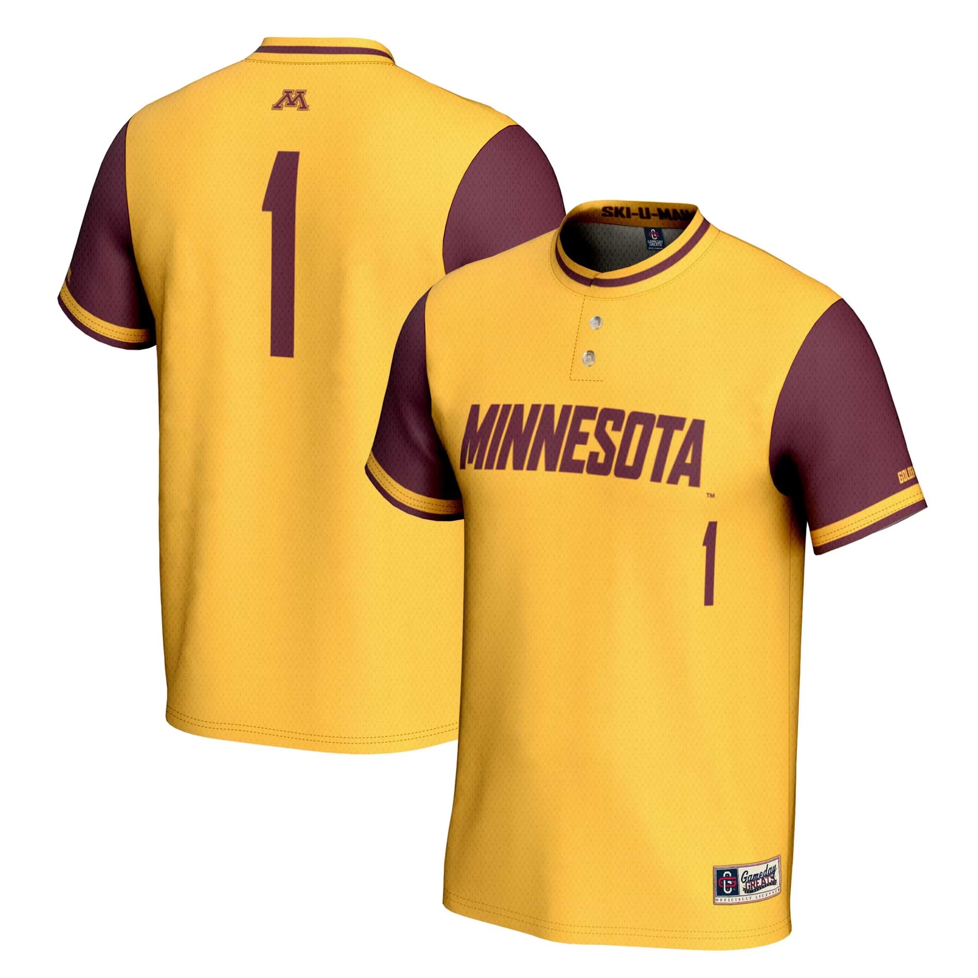 Hunk Wear - #1 Minnesota Golden Gophers GameDay Greats Youth Lightweight Softball Jersey - Gold
