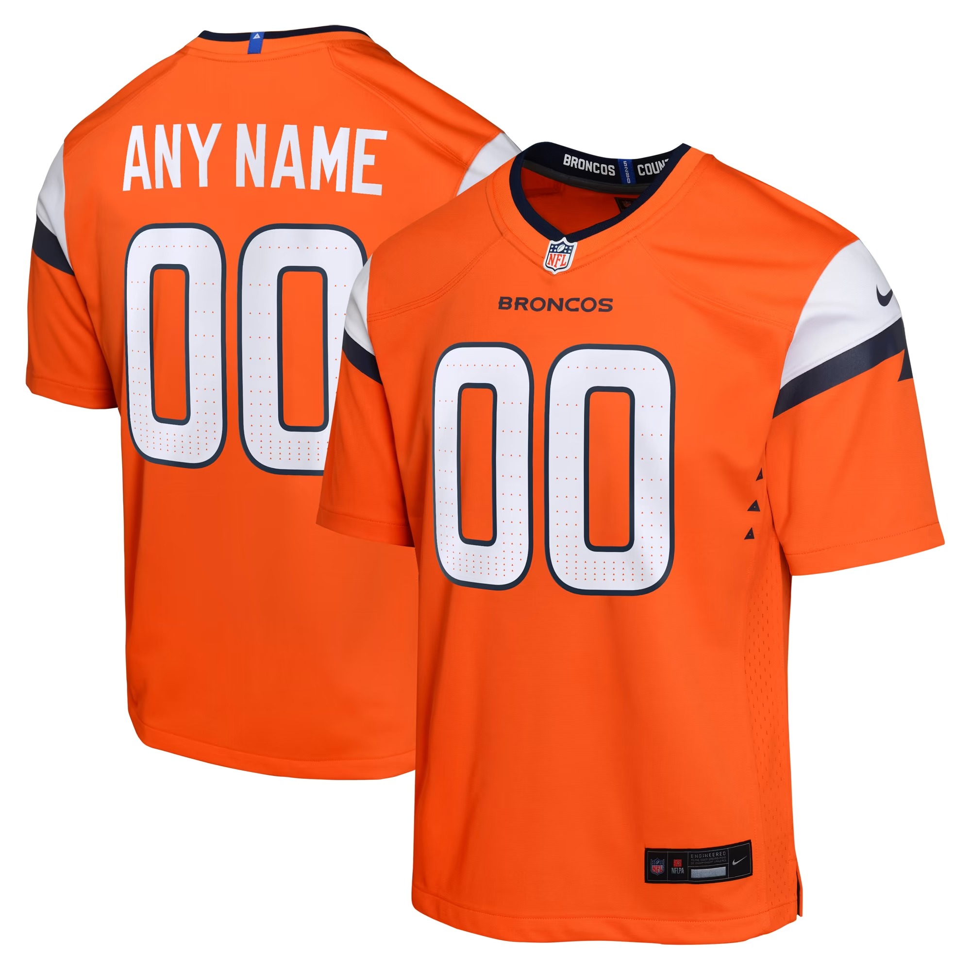 Hunk Wear - Denver Broncos Nike Youth Team Custom Game Jersey - Orange