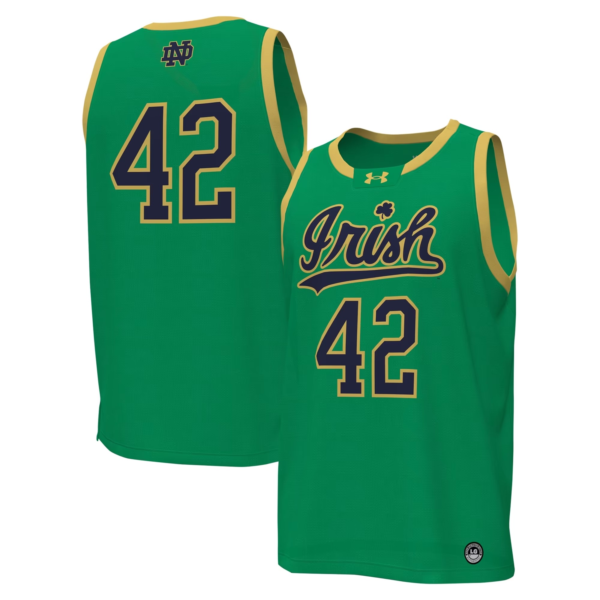 Hunk Wear - # Notre Dame Fighting Irish Under Armour Replica Basketball Jersey - Kelly Green