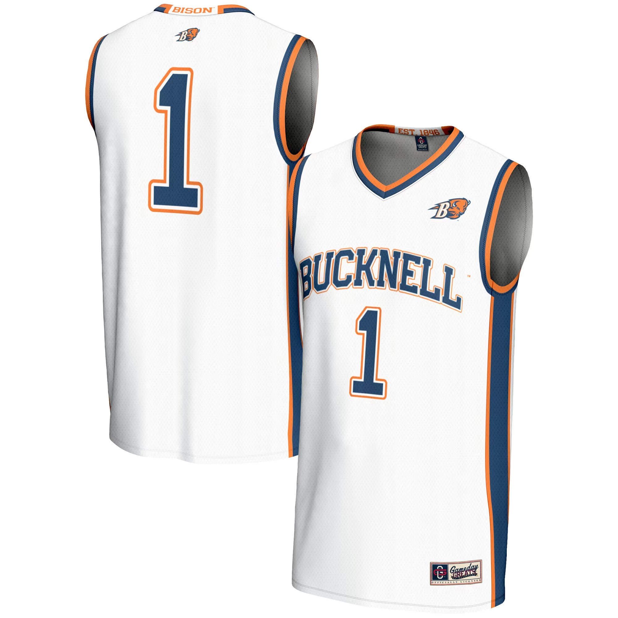 Hunk Wear - #1 Bucknell Bison GameDay Greats Youth Lightweight Basketball Jersey - White