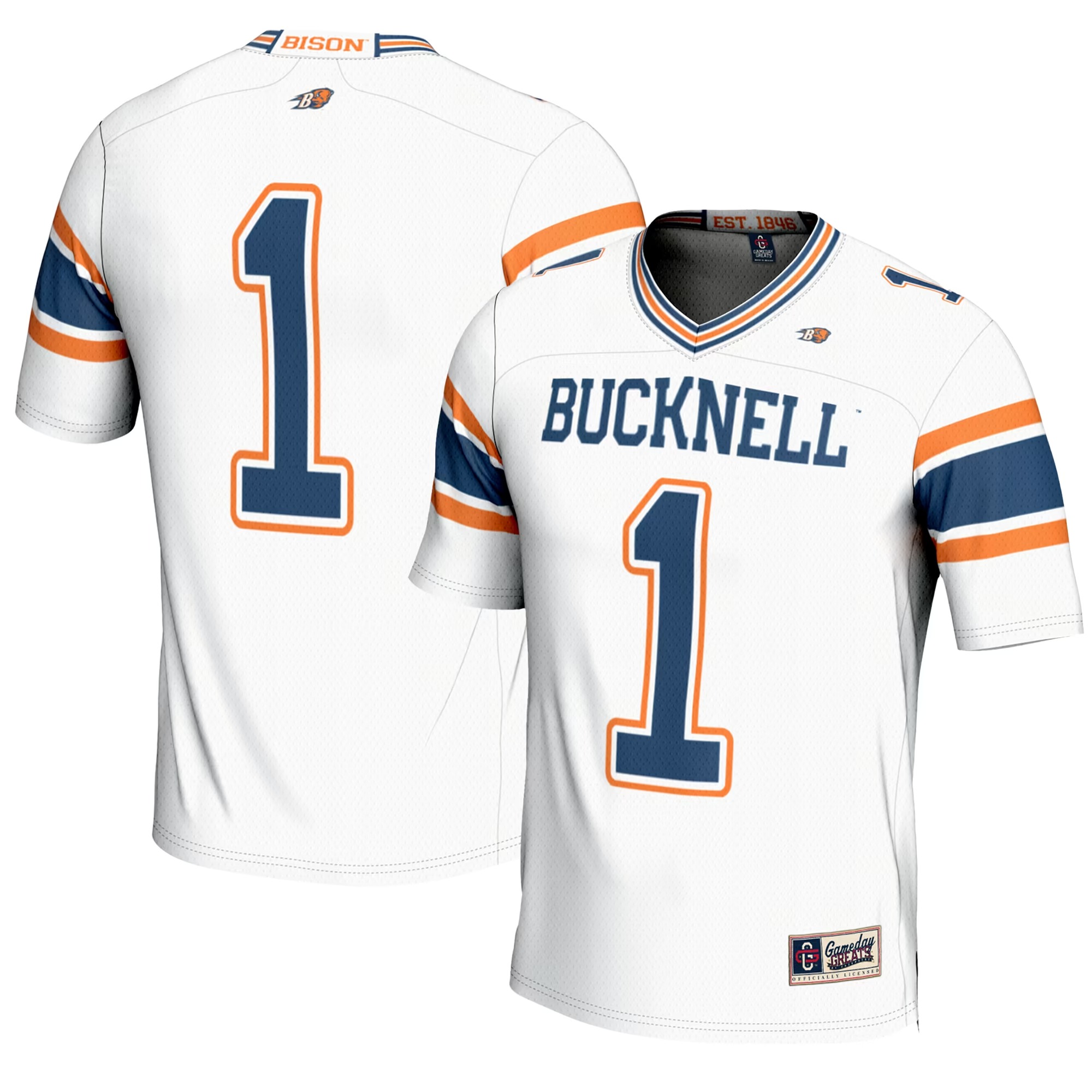 Hunk Wear - #1 Bucknell Bison GameDay Greats Youth Endzone Football Jersey - White