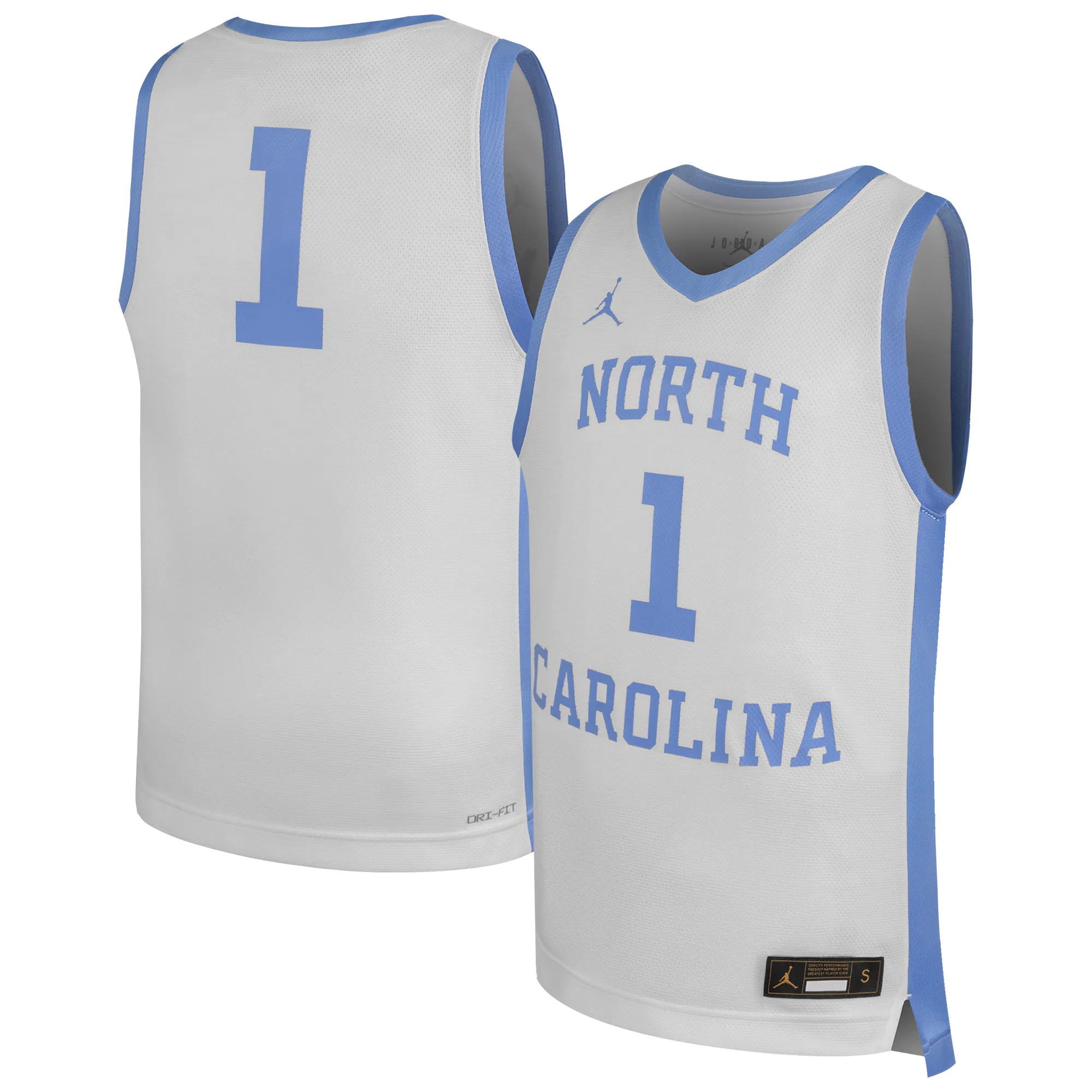 Hunk Wear - #1 North Carolina Tar Heels Jordan Brand Youth Replica Basketball Jersey - White