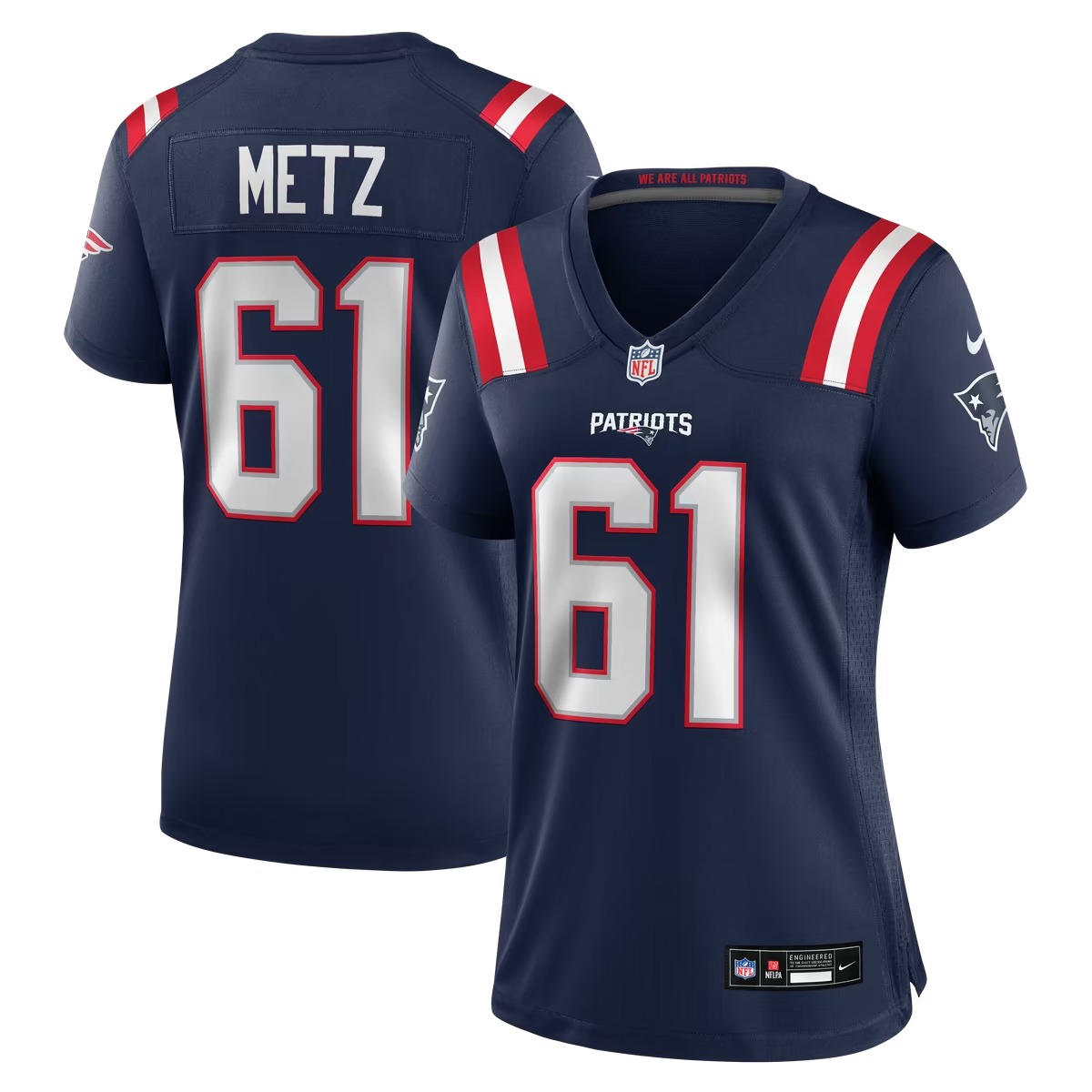 Hunk Wear - Lorenz Metz New England Patriots Nike Women's Team Game Jersey - Navy
