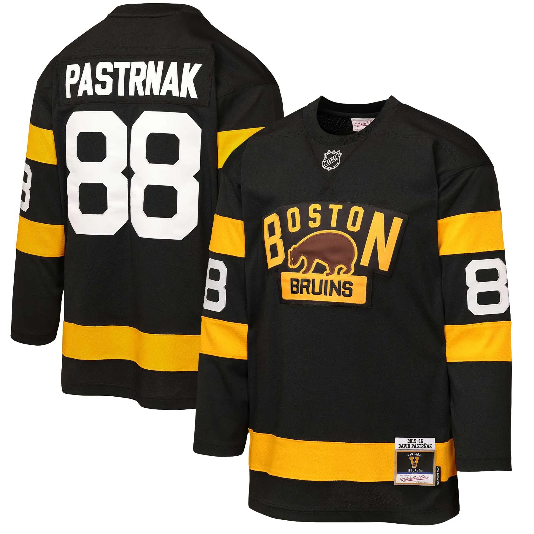 Hunk Wear - David Pastrnak Boston Bruins Mitchell & Ness Youth 2016 Winter Classic Power Play Jersey - Black