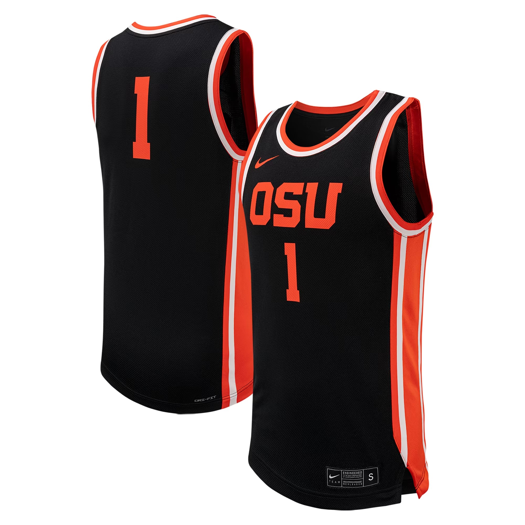 Hunk Wear - #1 Oregon State Beavers Nike Replica Basketball Jersey - Black