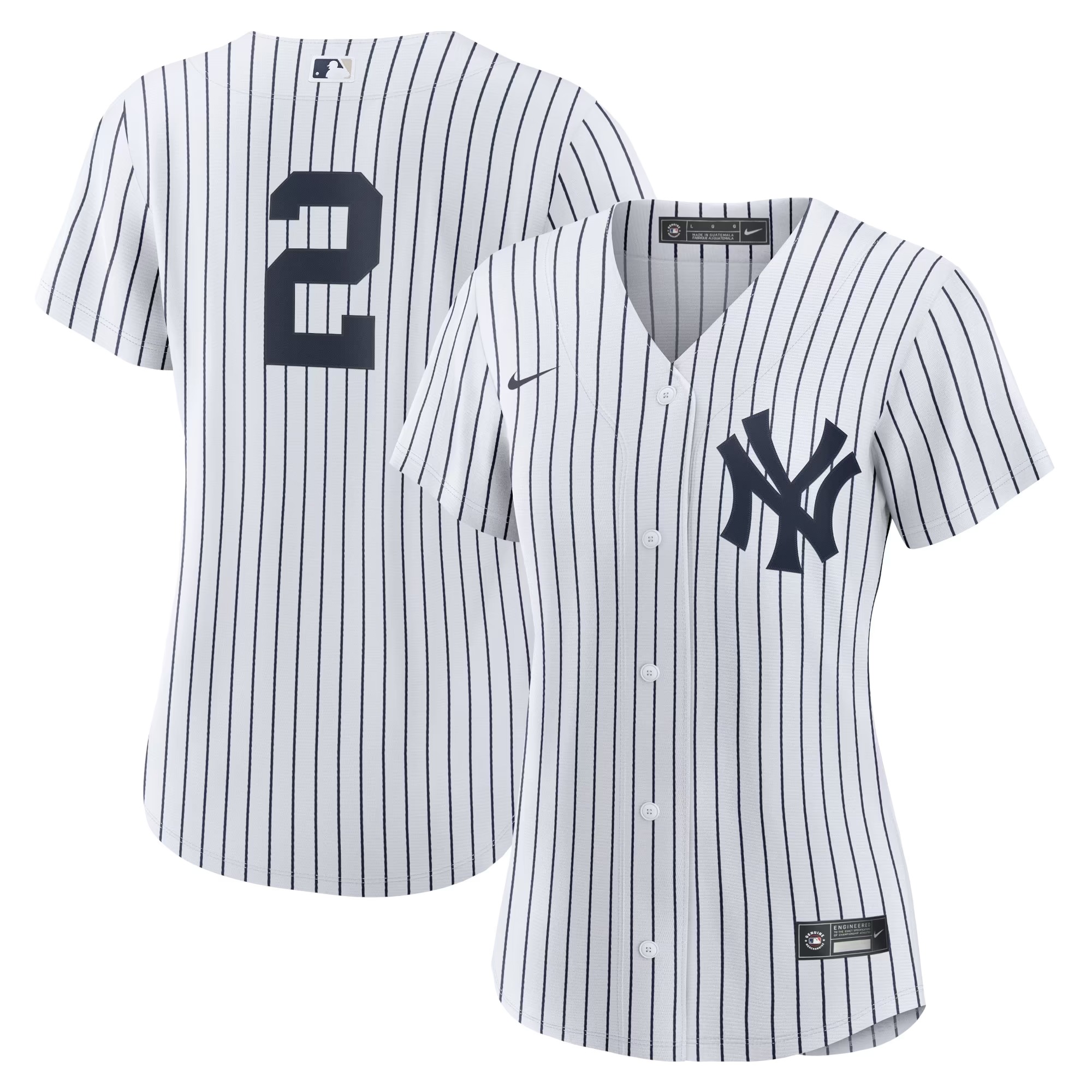 Hunk Wear - Derek Jeter New York Yankees Nike Women's Home Replica Player Jersey - White_Navy