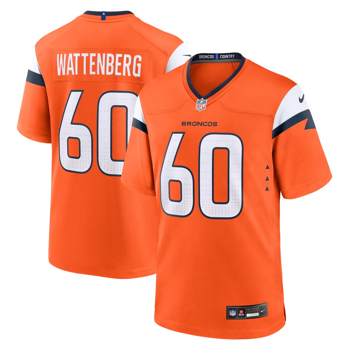 Hunk Wear - Luke Wattenberg Denver Broncos Nike Team Game Jersey - Orange