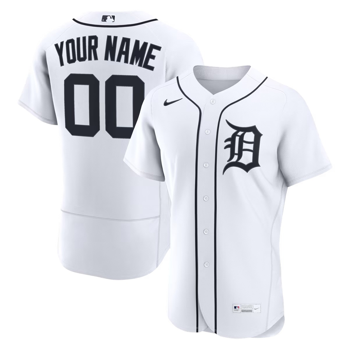 Hunk Wear - Detroit Tigers Nike Home Authentic Custom Jersey - White