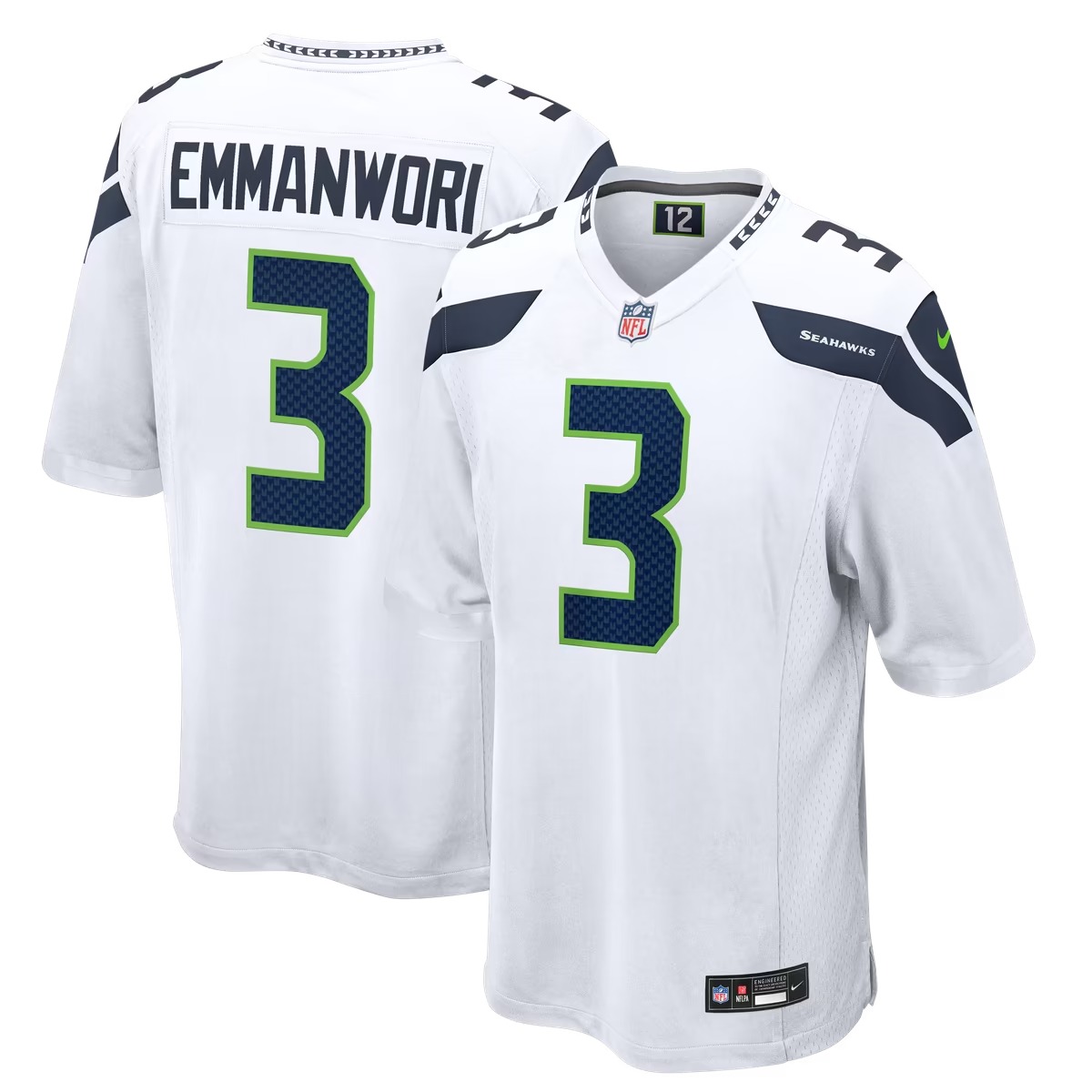 Hunk Wear - Nick Emmanwori Seattle Seahawks Nike Game Jersey - White