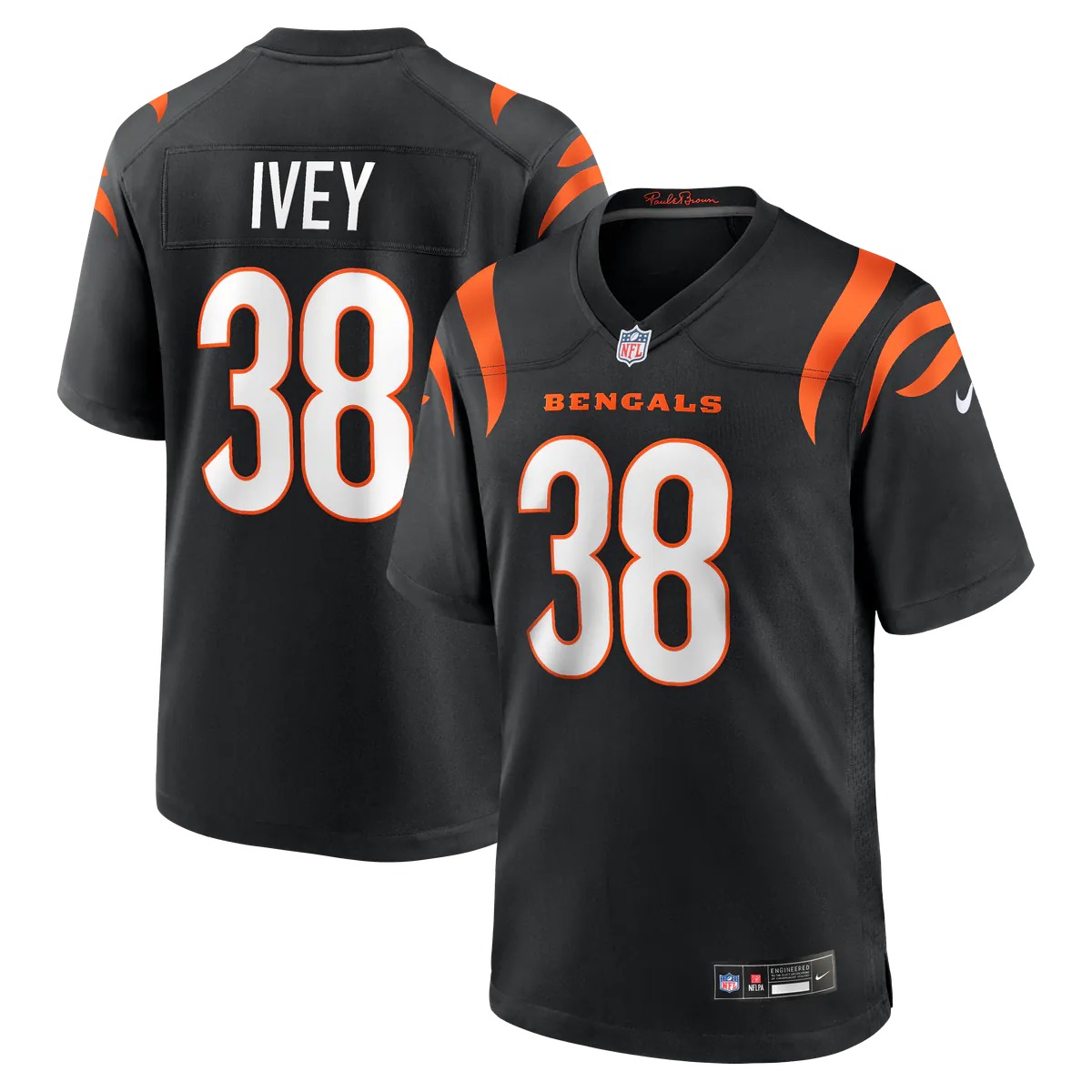 Hunk Wear - DJ Ivey Cincinnati Bengals Nike Team Game Jersey - Black