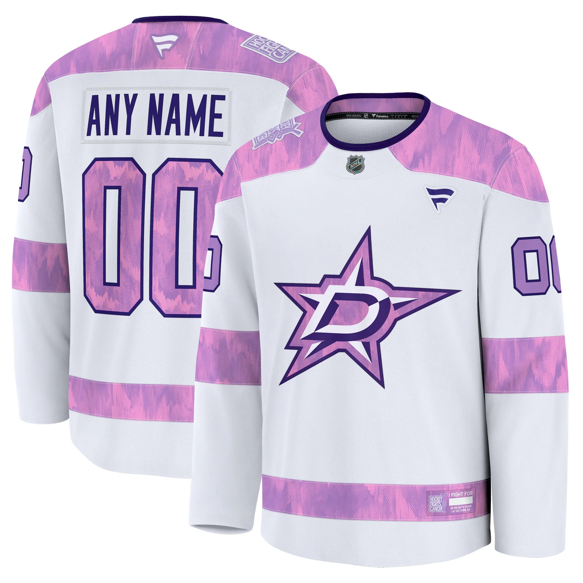 Hunk Wear - Dallas Stars Fanatics 2024 Hockey Fights Cancer Custom Practice Jersey - White