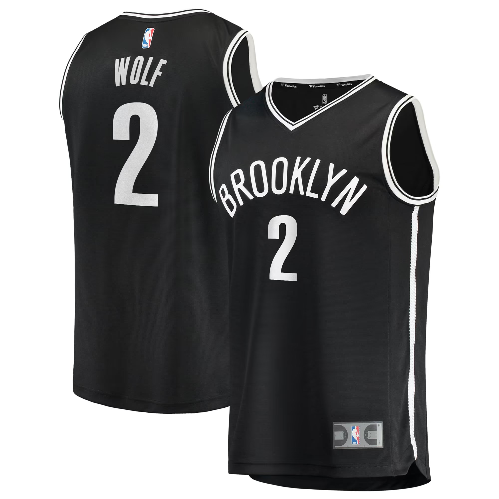 Hunk Wear - Daniel Wolf Brooklyn Nets Fanatics Youth Fast Break Replica Jersey - Black - Icon Edition