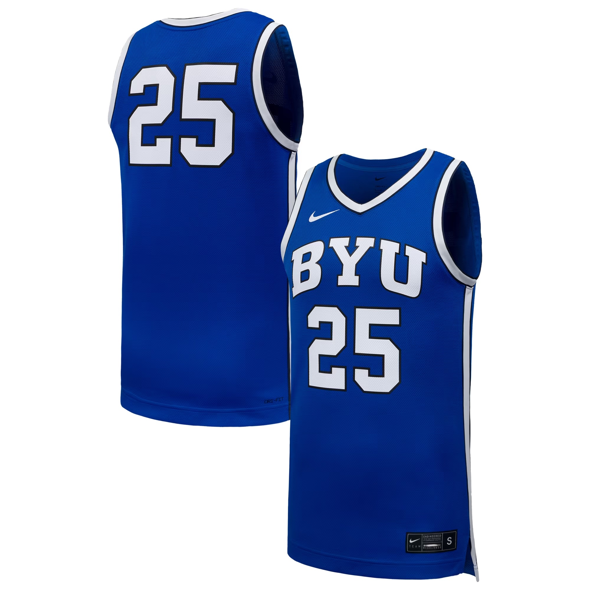 Hunk Wear - #25 BYU Cougars Nike Replica Basketball Jersey - Royal