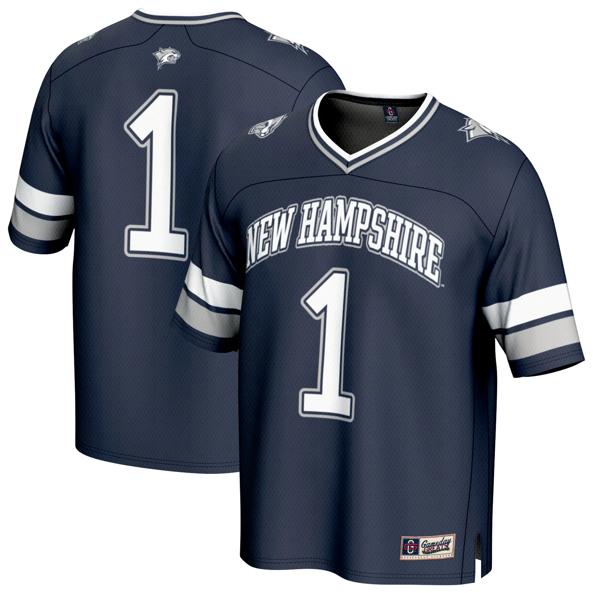 Hunk Wear - #1 New Hampshire Wildcats GameDay Greats Youth Lightweight Collegiate Football Fashion Jersey - Navy
