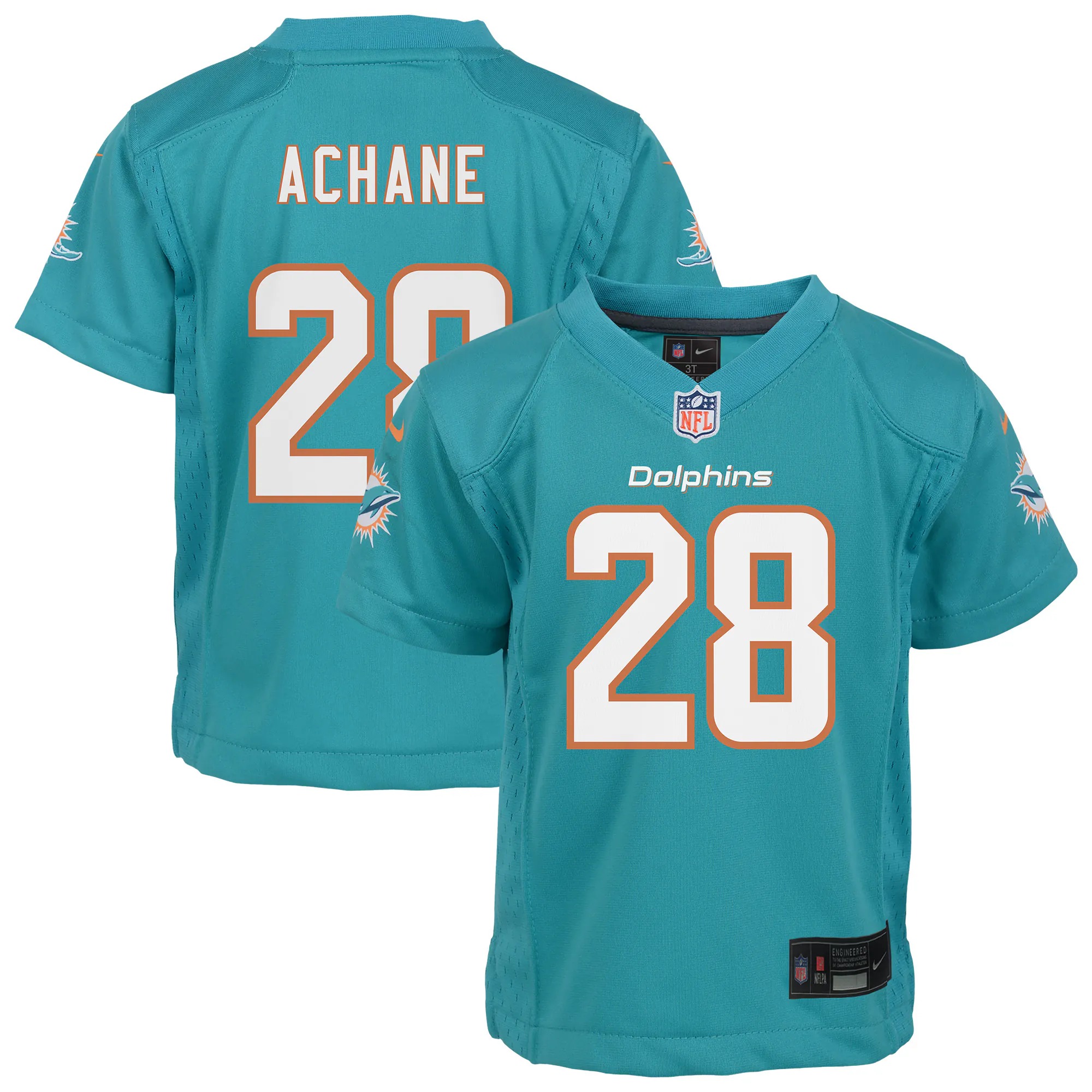 Hunk Wear - De'Von Achane Miami Dolphins Nike Preschool Team Game Jersey - Aqua