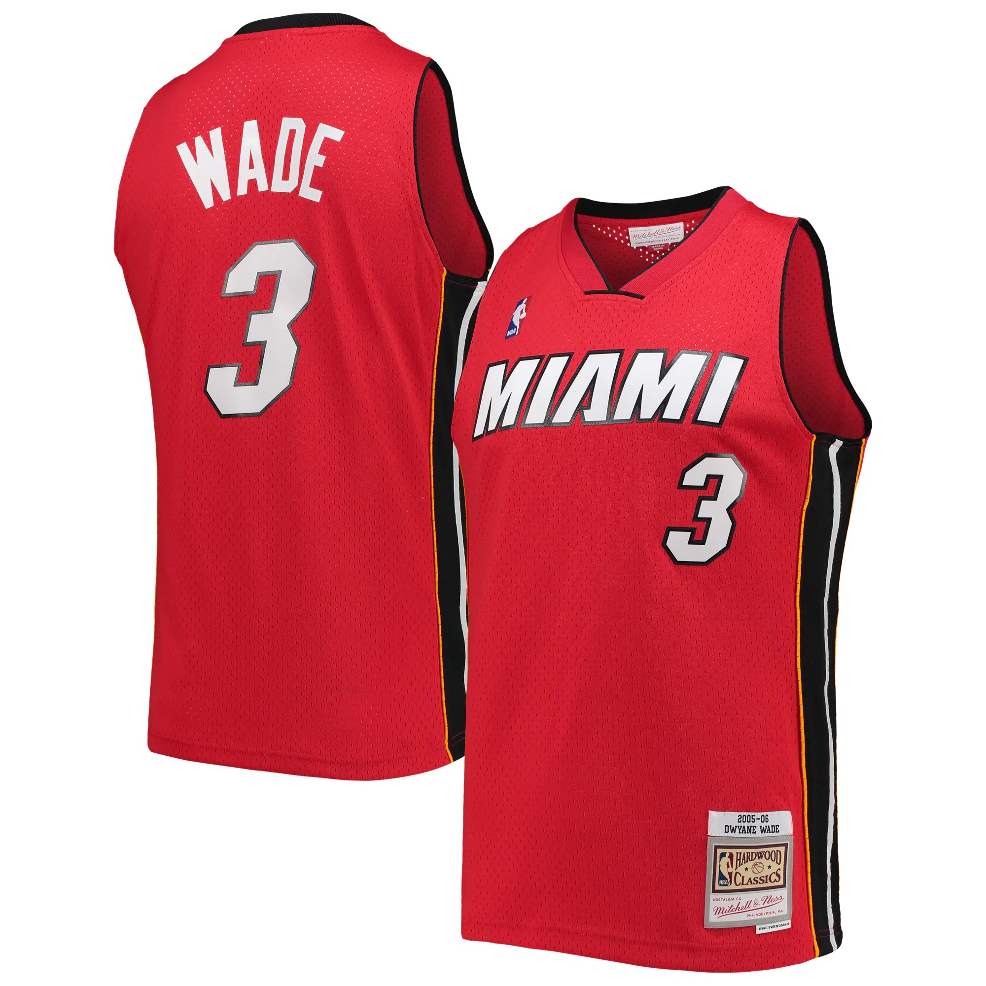 Hunk Wear - Dwyane Wade Miami Heat Mitchell & Ness Hardwood Classics Swingman Jersey - Red