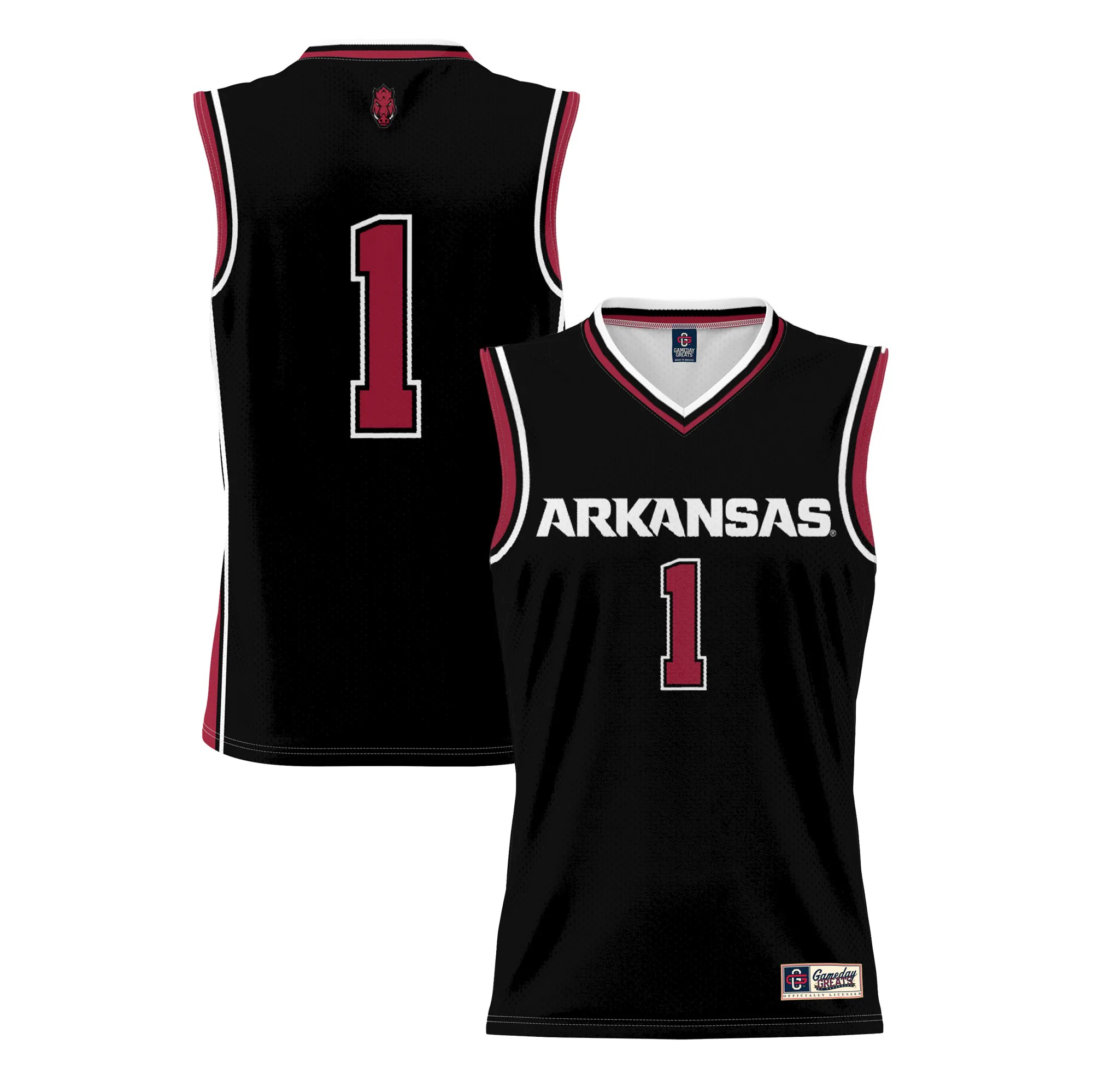 Hunk Wear - #1 Arkansas Razorbacks GameDay Greats Lightweight Basketball Jersey - Black