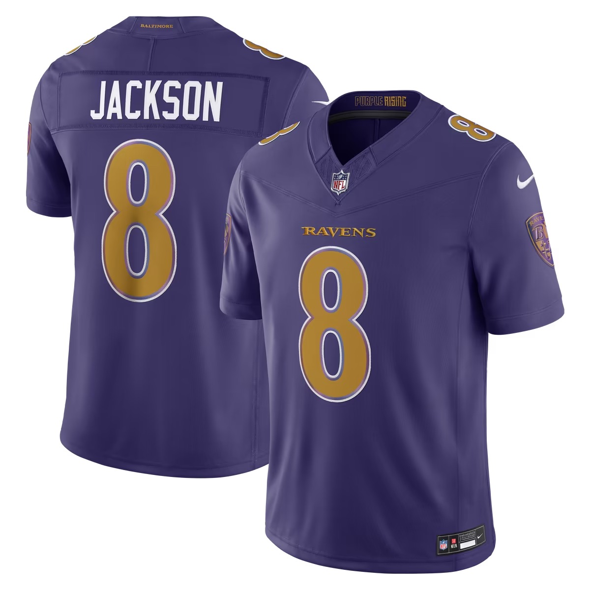 Hunk Wear - Lamar Jackson Baltimore Ravens Nike Alternate Vapor F.U.S.E. Stitched Limited Jersey - Purple