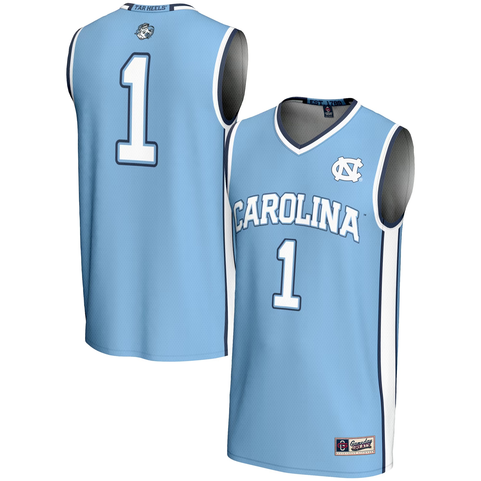 Hunk Wear - #1 North Carolina Tar Heels GameDay Greats Youth Lightweight Basketball Jersey - Carolina Blue