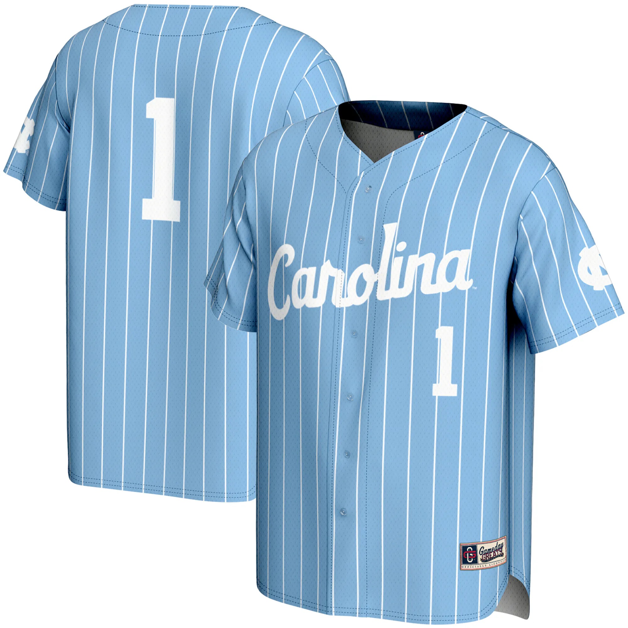 Hunk Wear - #1 North Carolina Tar Heels GameDay Greats Youth Lightweight Baseball Jersey - Carolina Blue