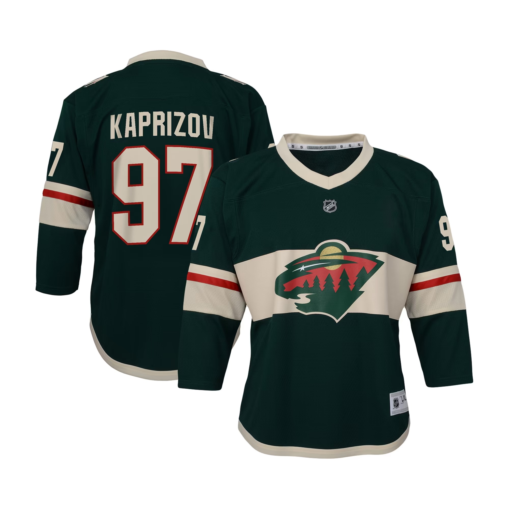 Hunk Wear - Kirill Kaprizov Minnesota Wild Youth Home Replica Player Jersey - Green