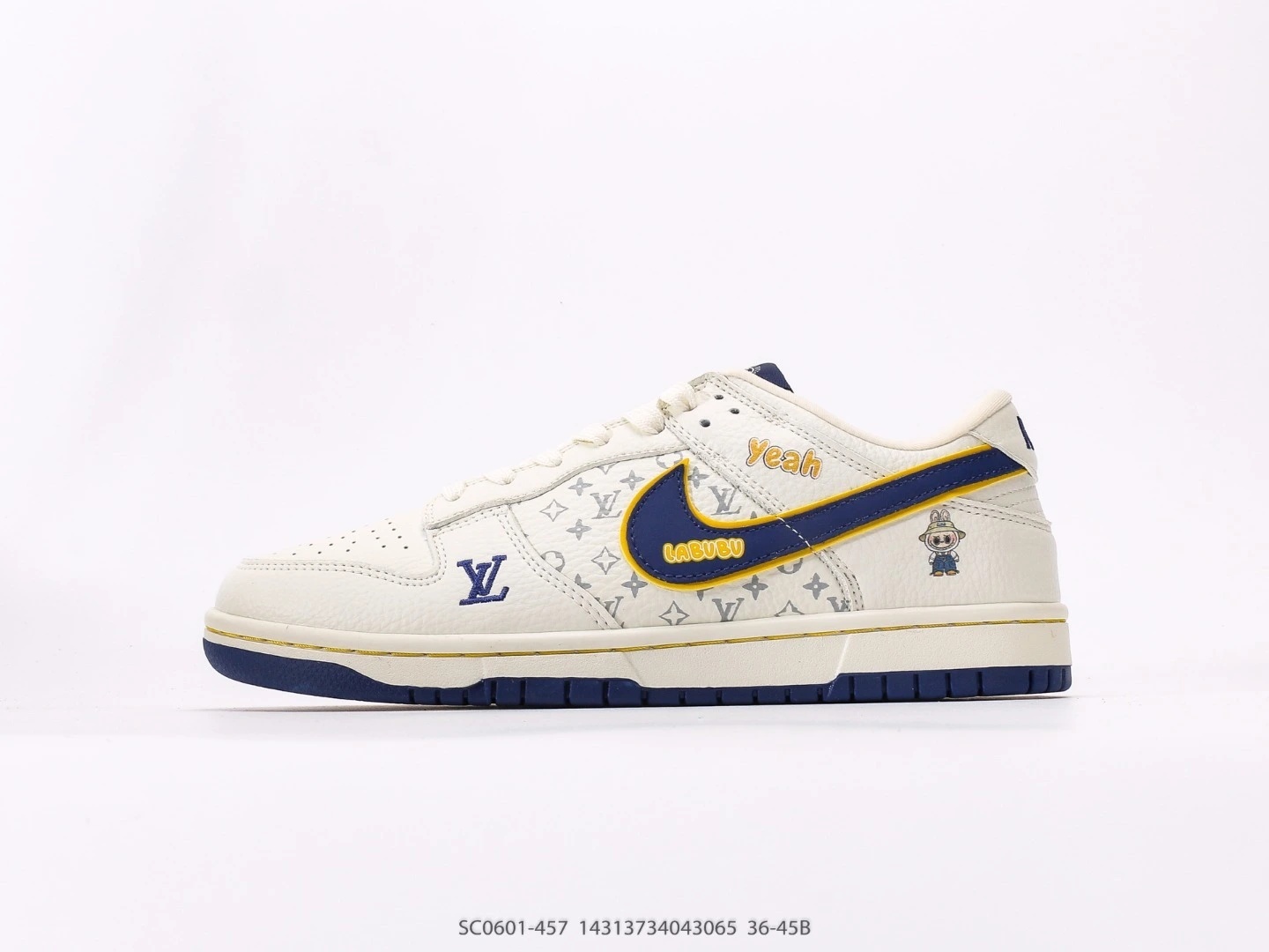Nike Dunk Low White Blue LV Monogram Sneakers SC0601-457